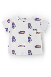 Jmu White Duke Dog Ruffle Pocket Tee