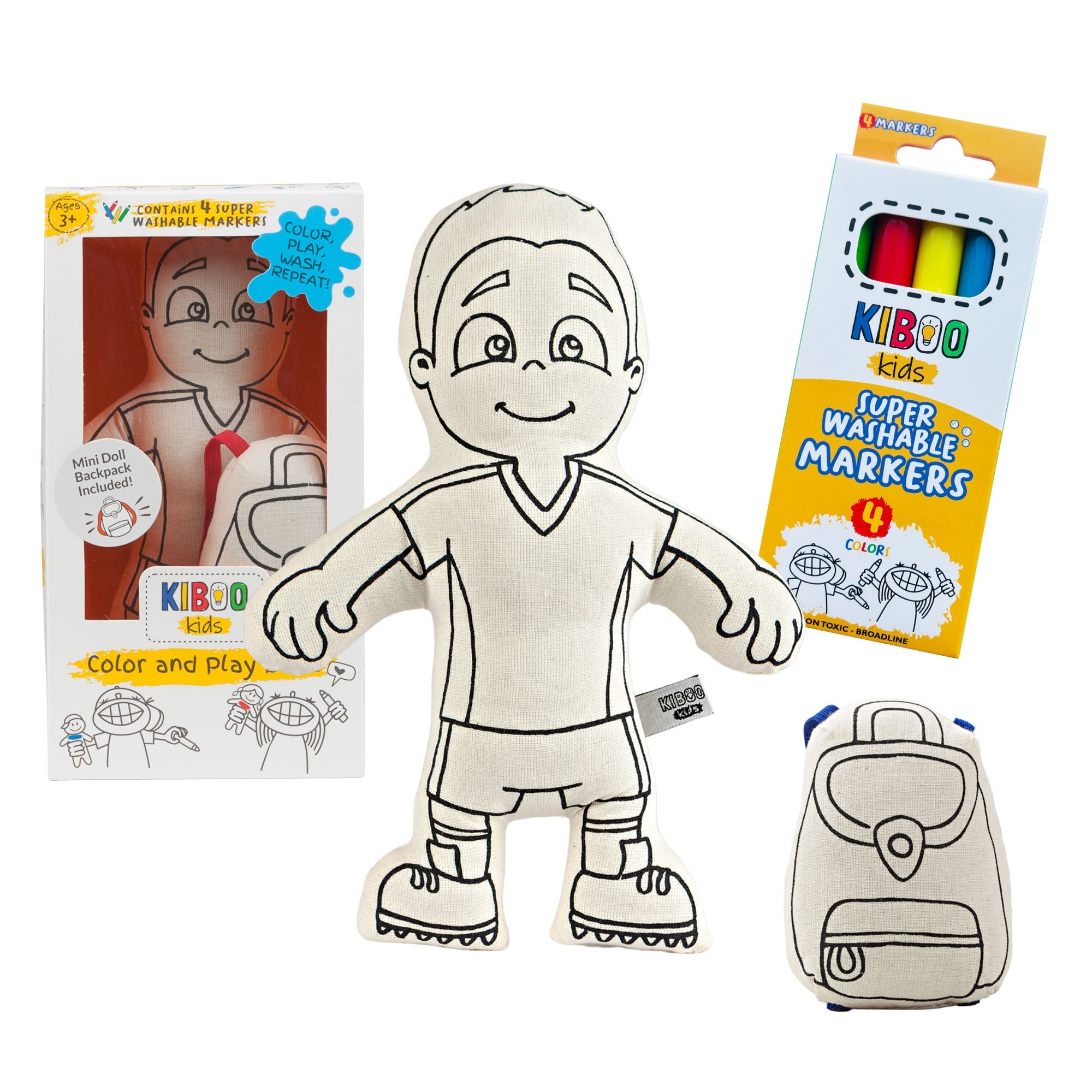 Kiboo Kids Soccer Series: Soccer Boy Doll - Colorable And Washable For Creative Play