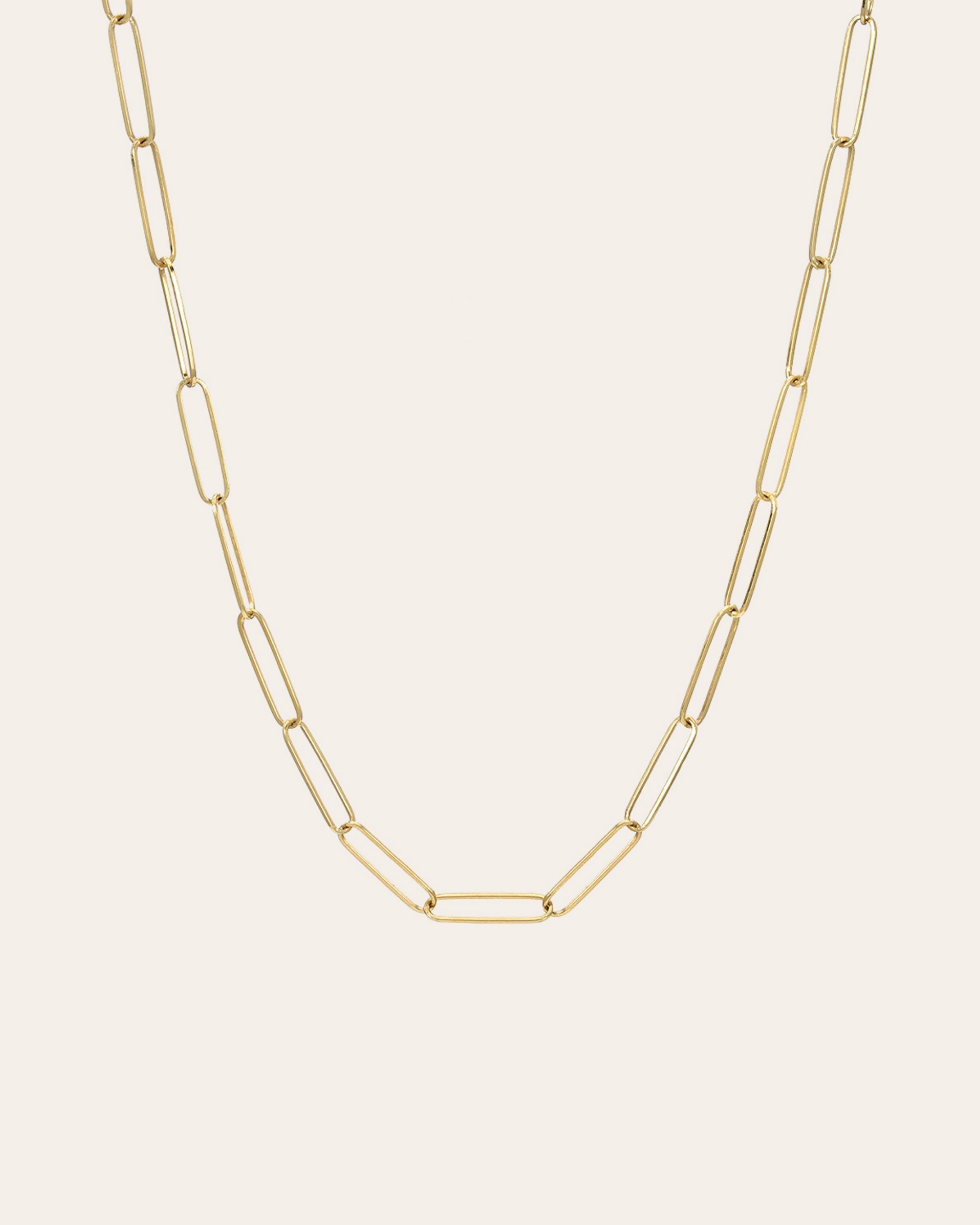 14k Gold Paper Clip Chain Necklace