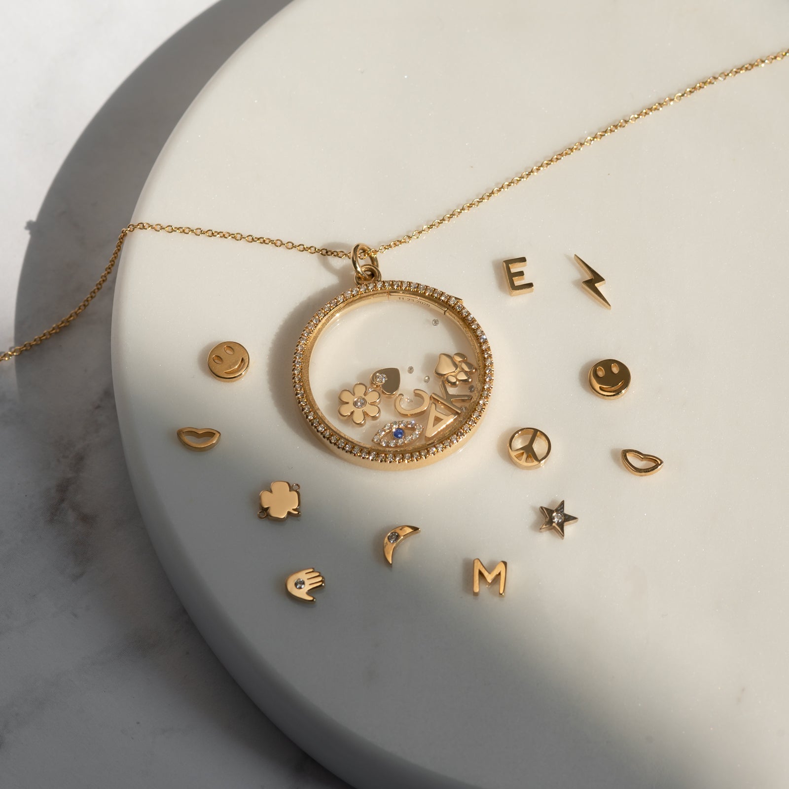 14k Gold Happy Emoji For Locket