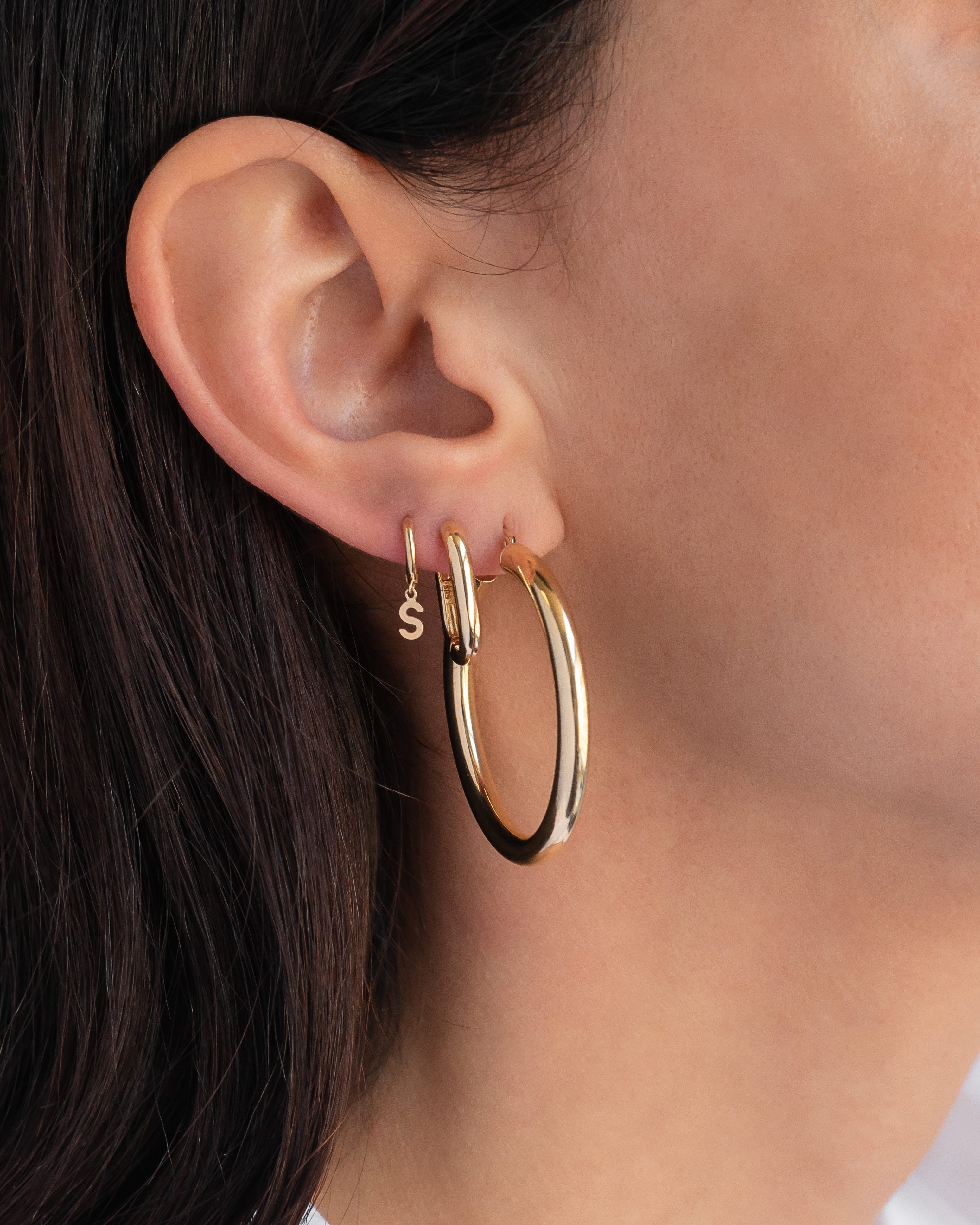 14k Gold Thick Oval Hoop Earrings