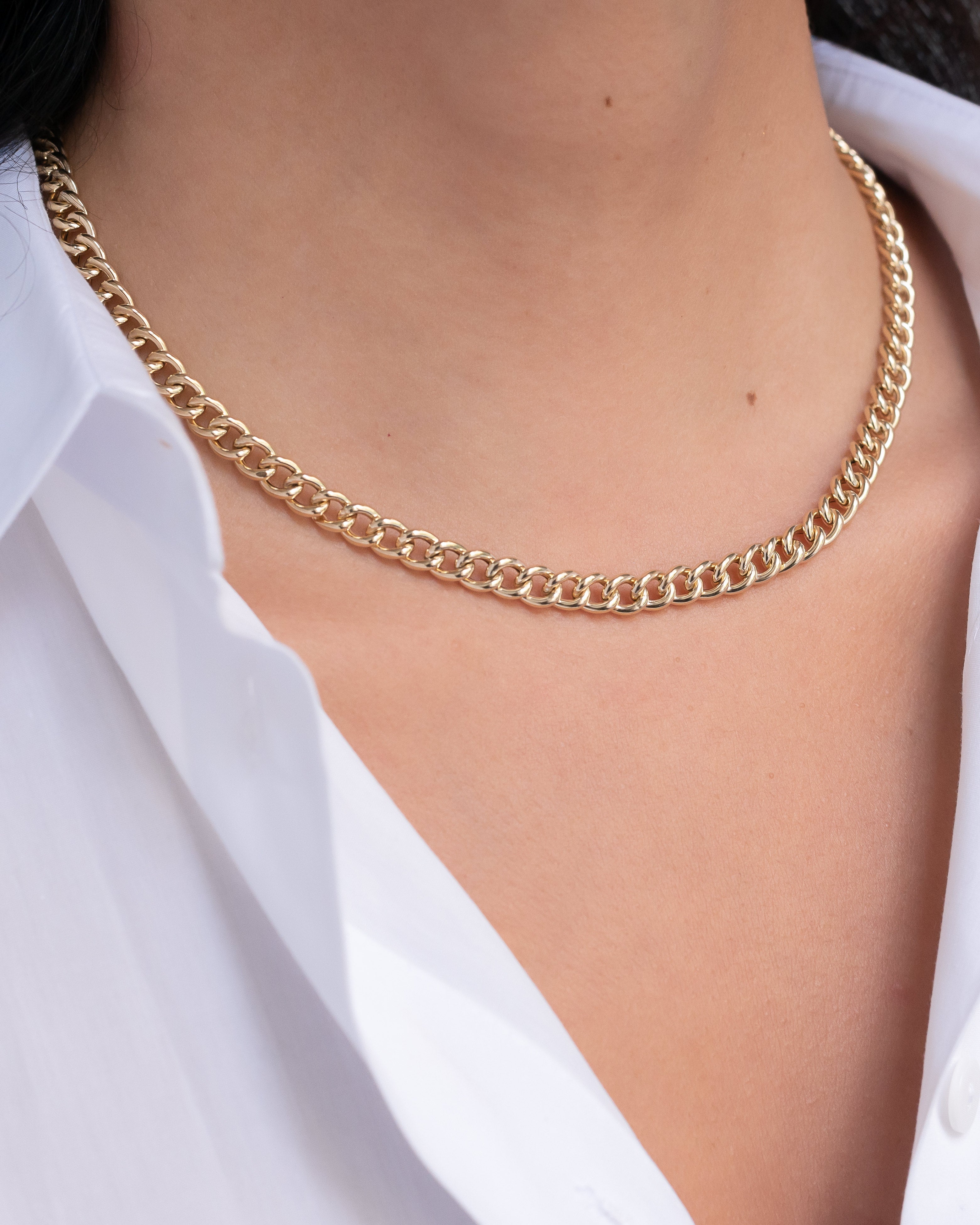 14k Gold Large Curb Link Chain Necklace