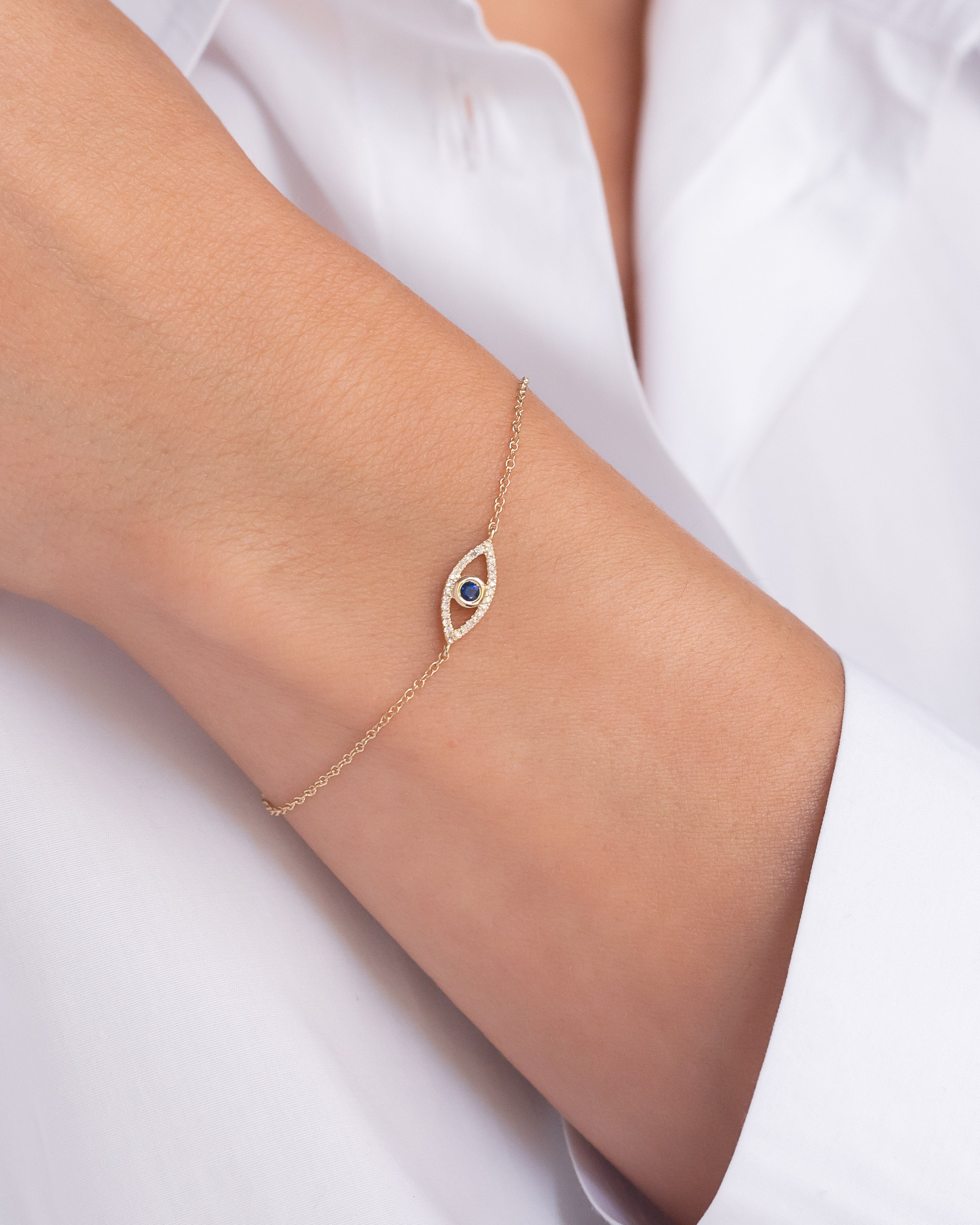 Diamond And Sapphire Evil Eye Bracelet