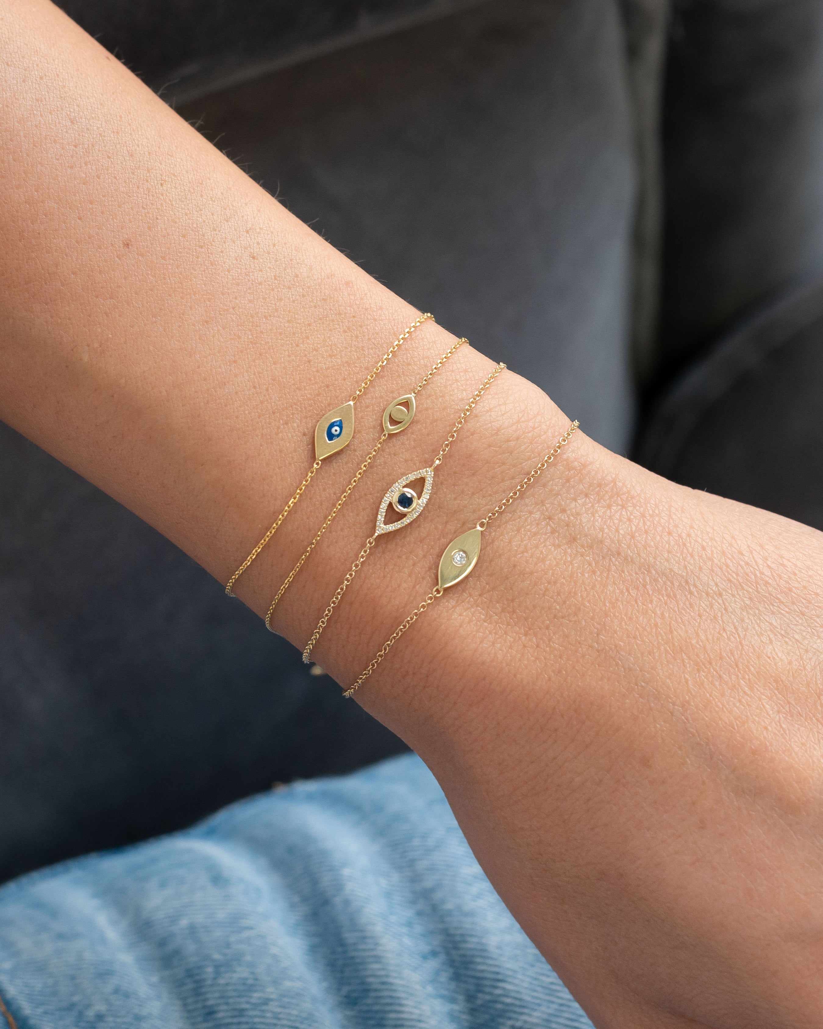 Diamond And Sapphire Evil Eye Bracelet