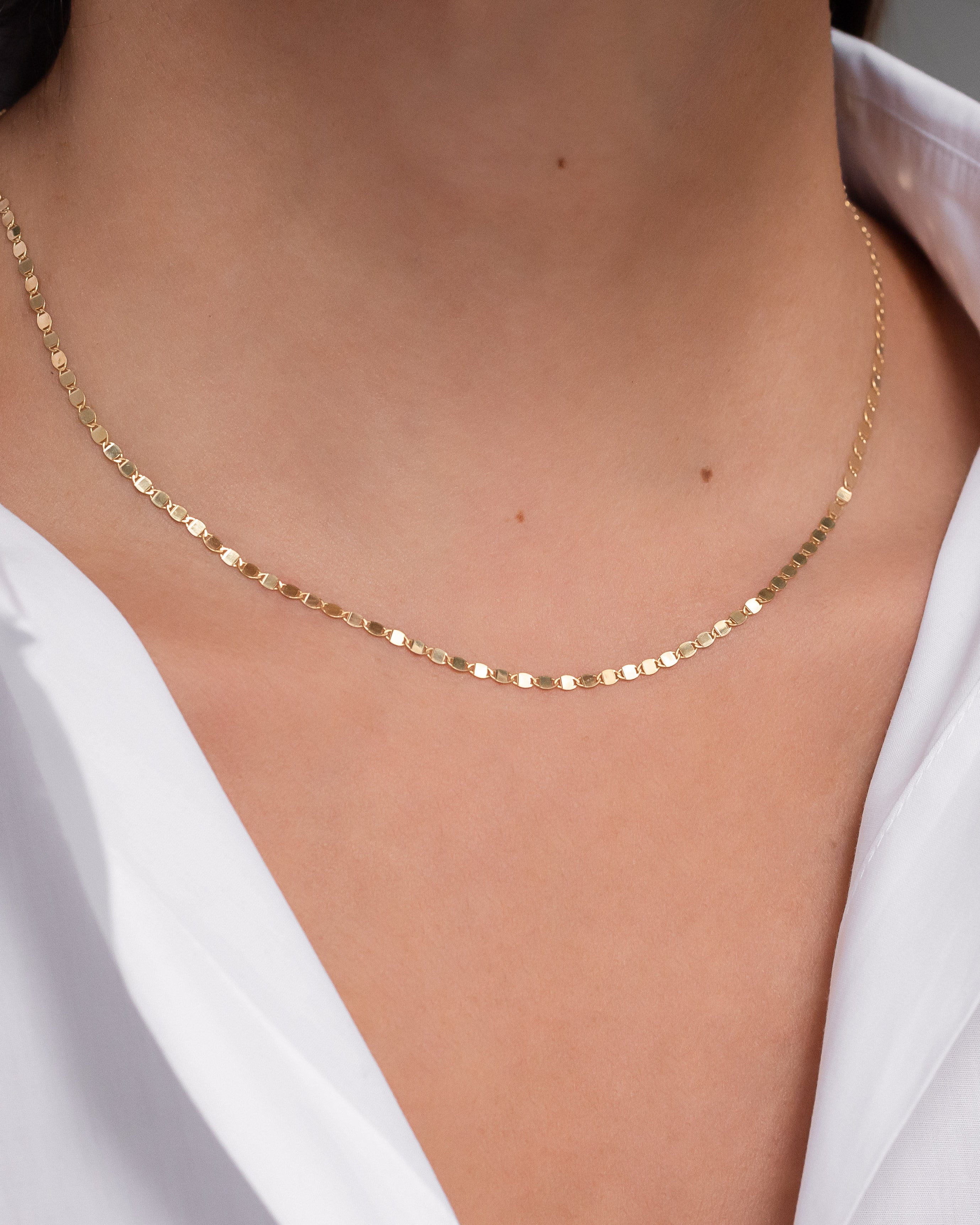 14k Gold Mirror Chain Link Necklace