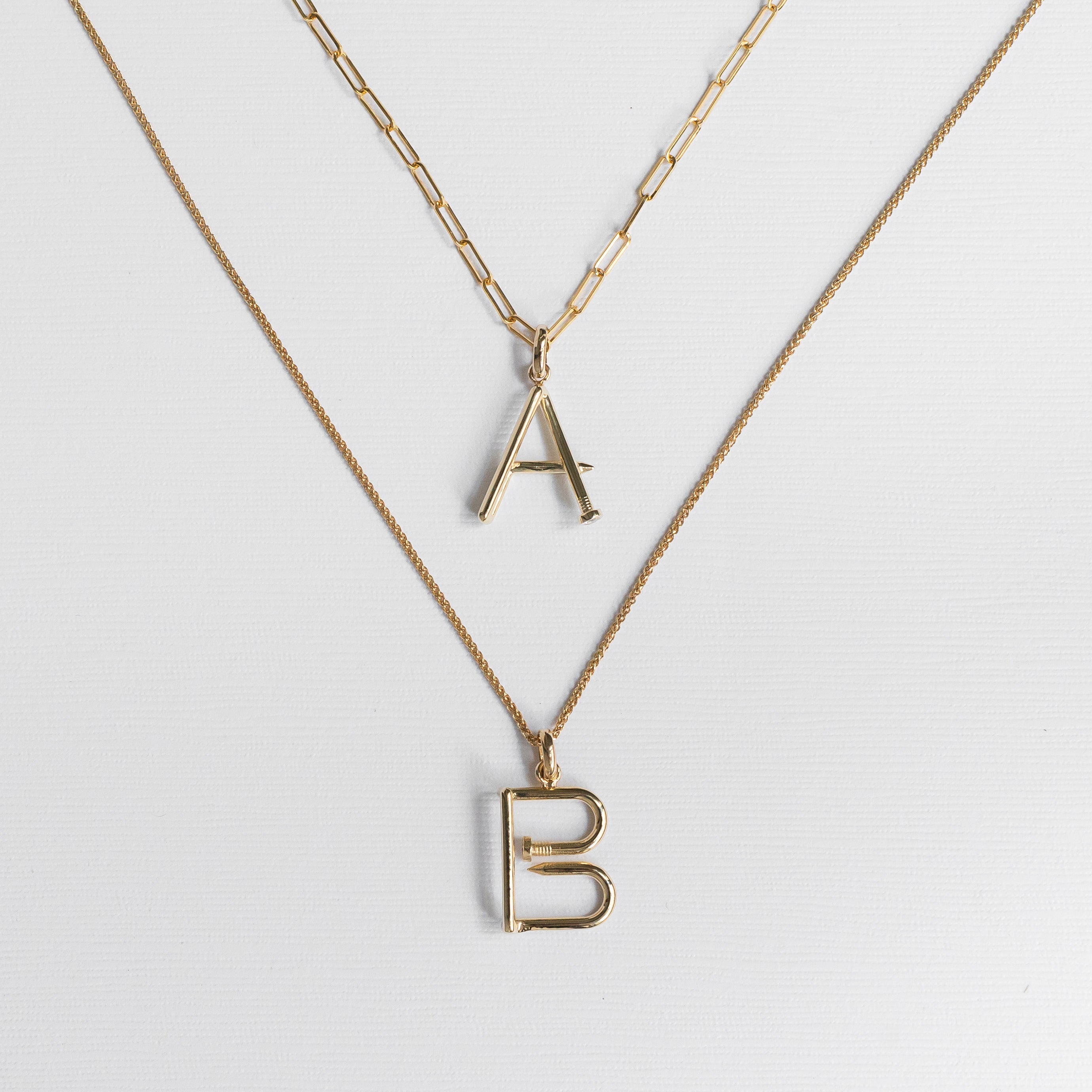 14k Gold Large Initial Nail Pendant