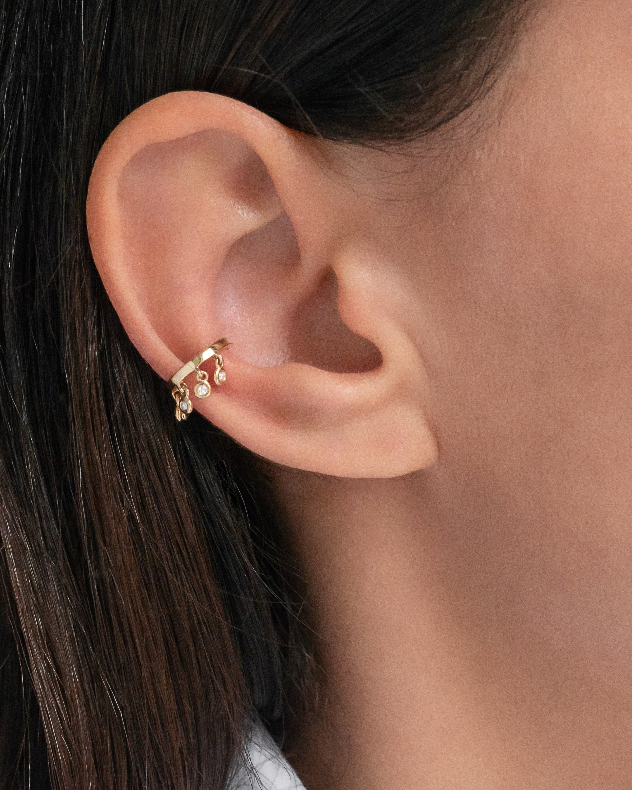 14k Gold Ear Cuff With Diamond Fringes