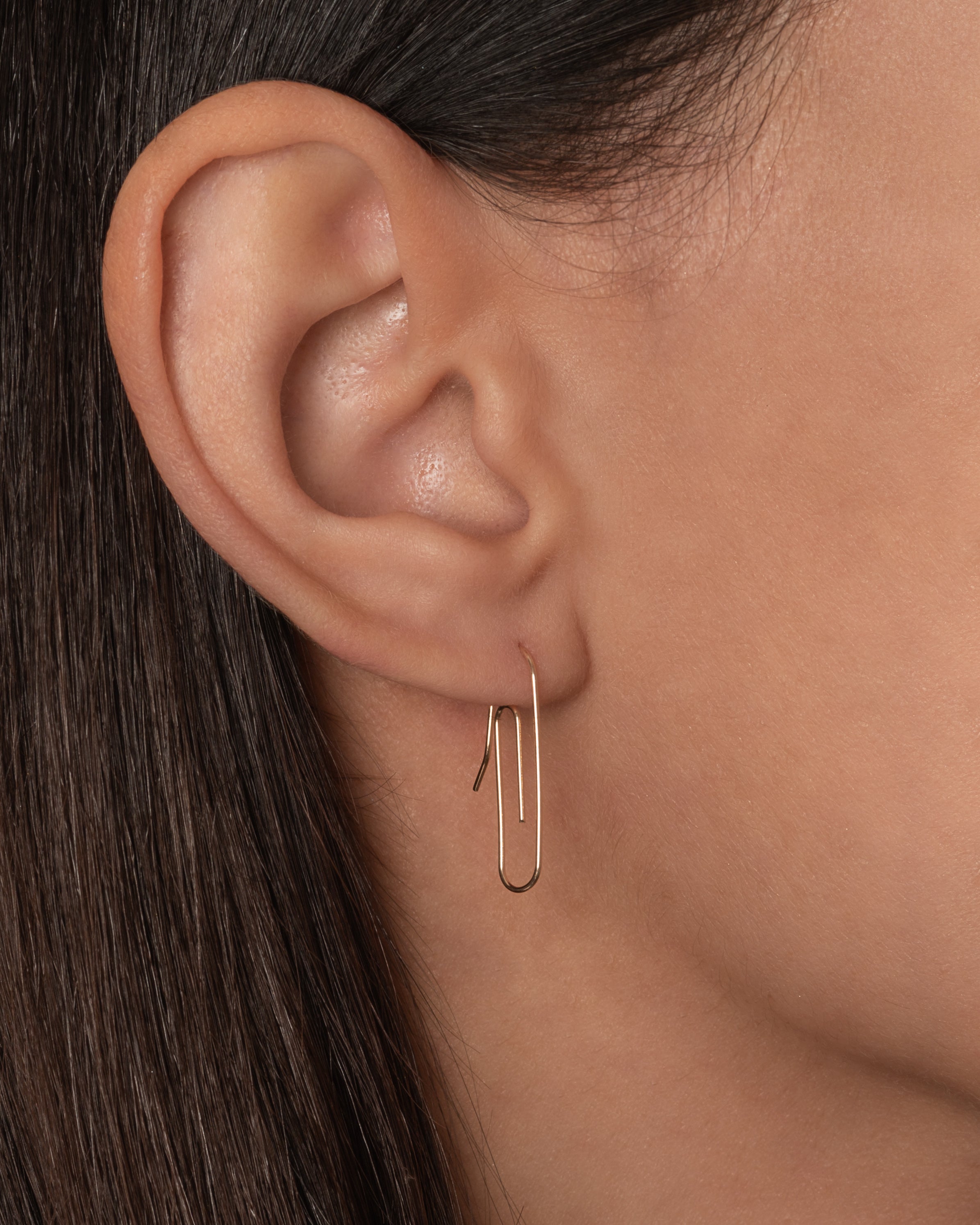 14k Gold Paper Clip Earring