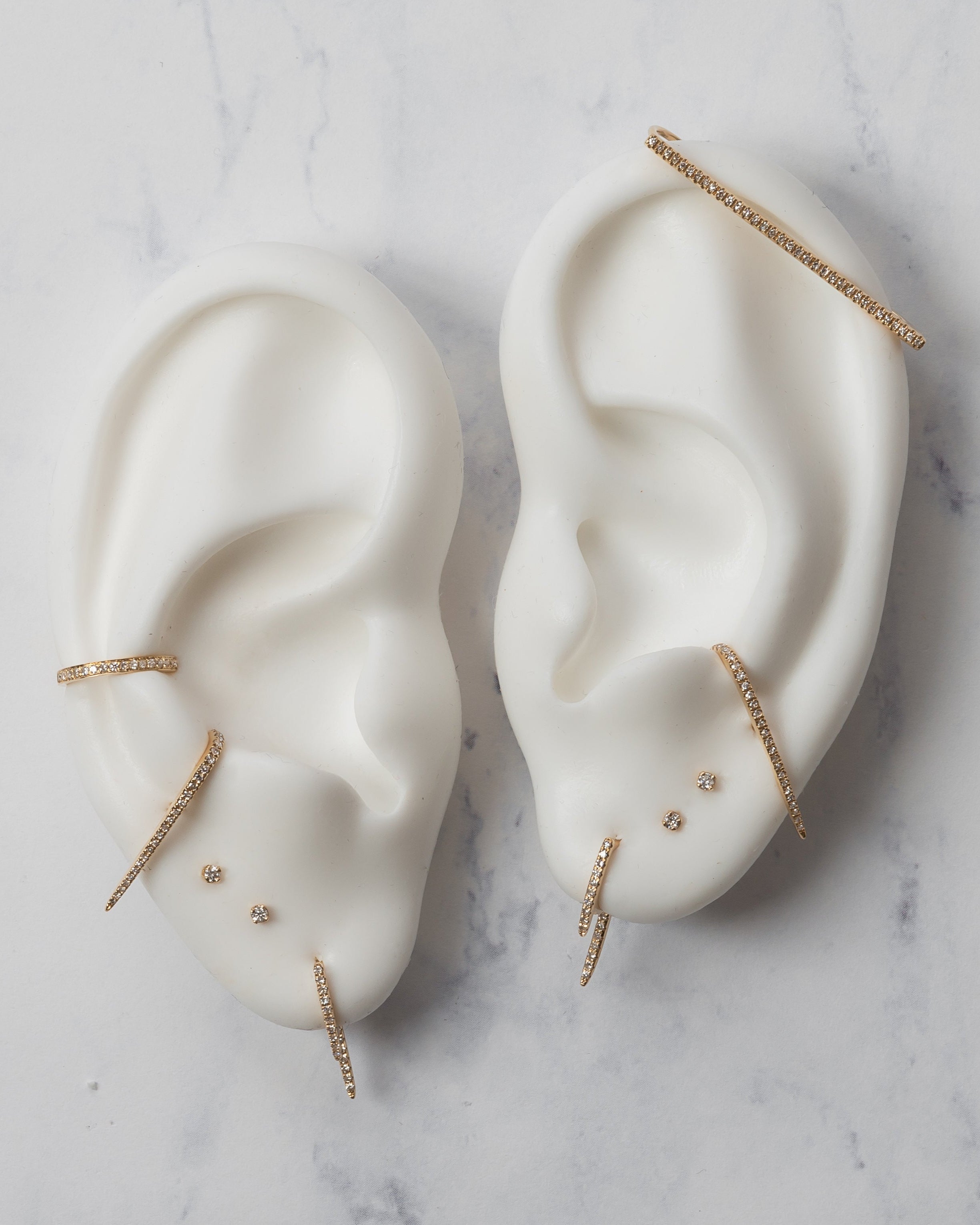Diamond Curved Bar Stud Earrings