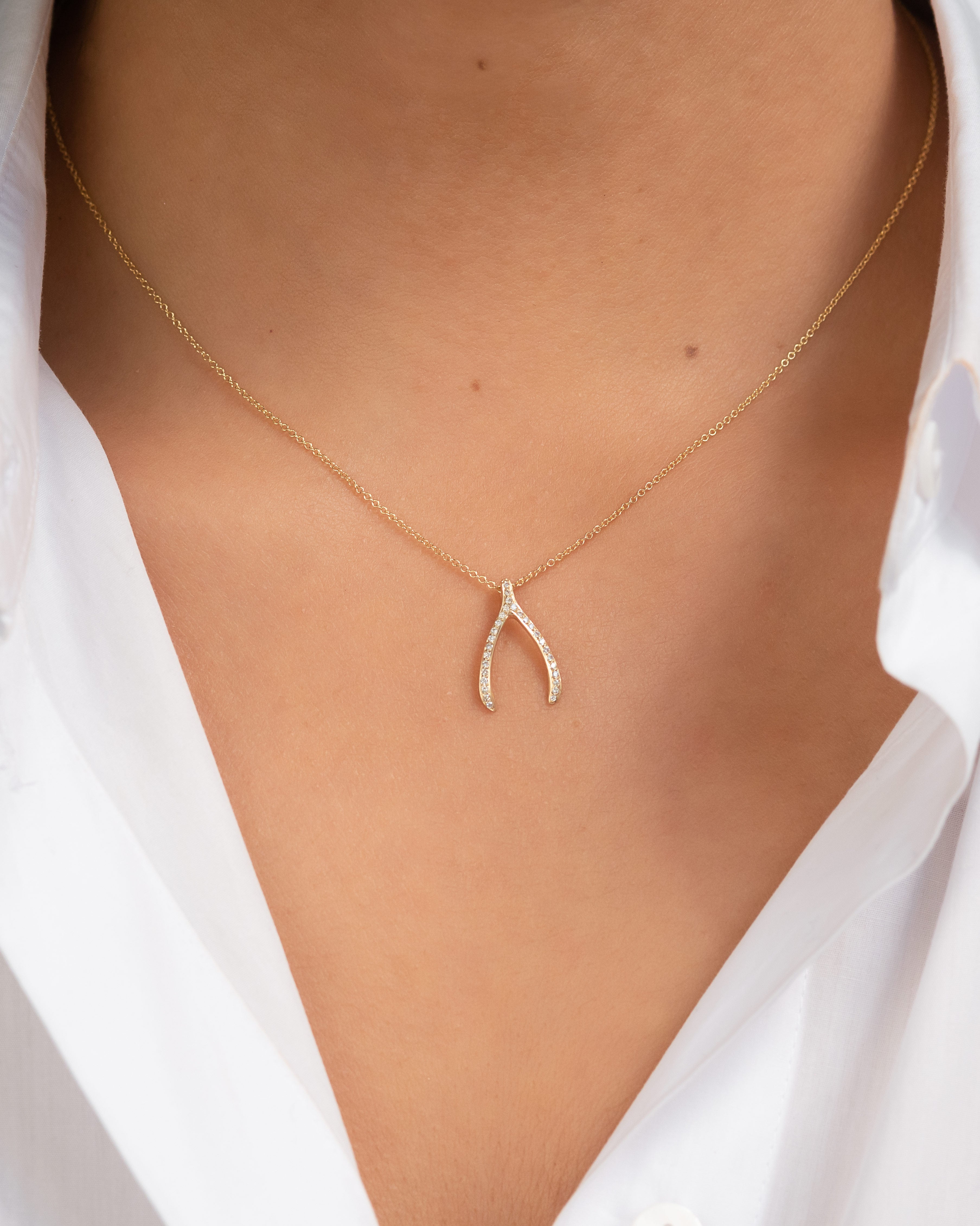 Diamond Wishbone Necklace