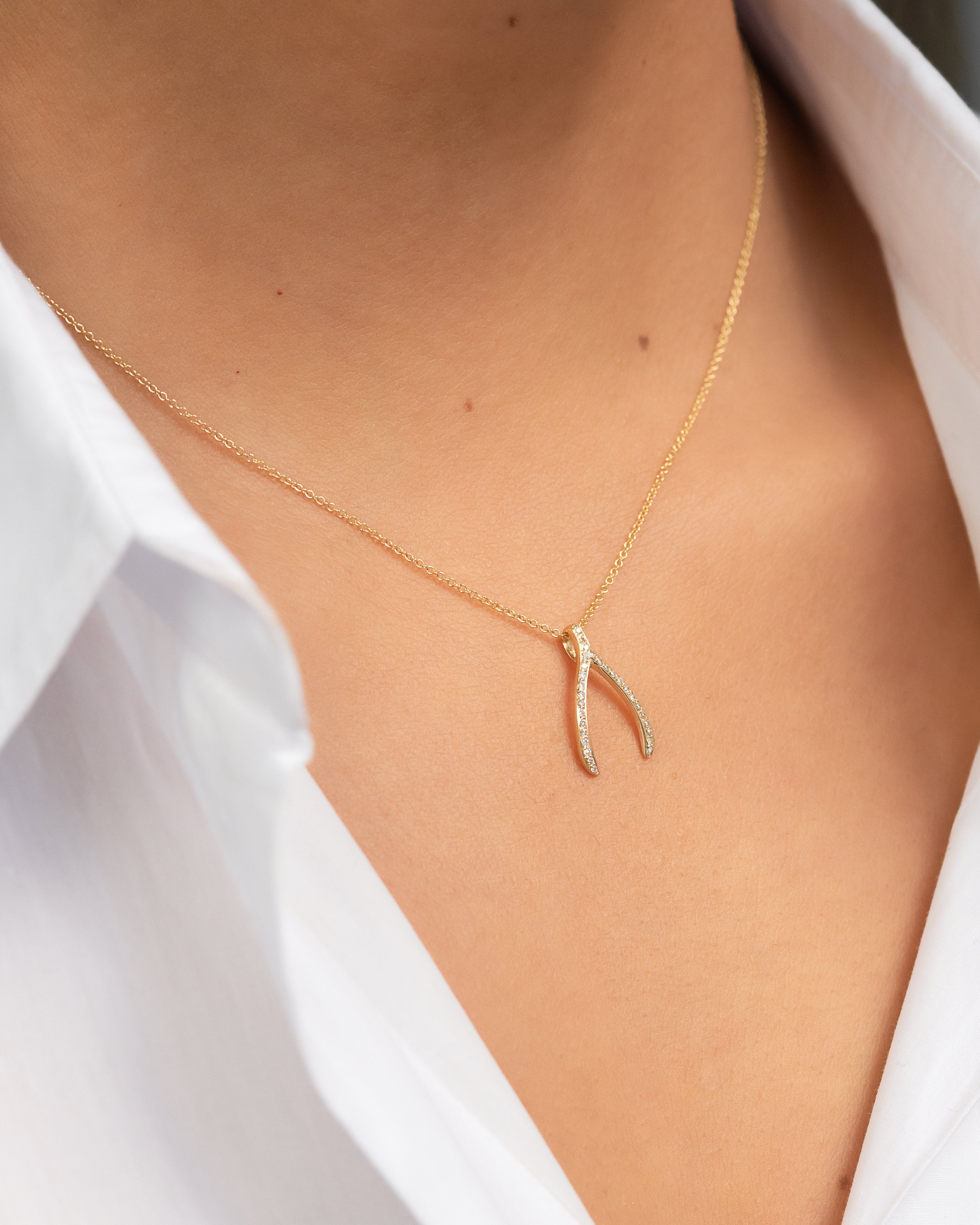 Diamond Wishbone Necklace