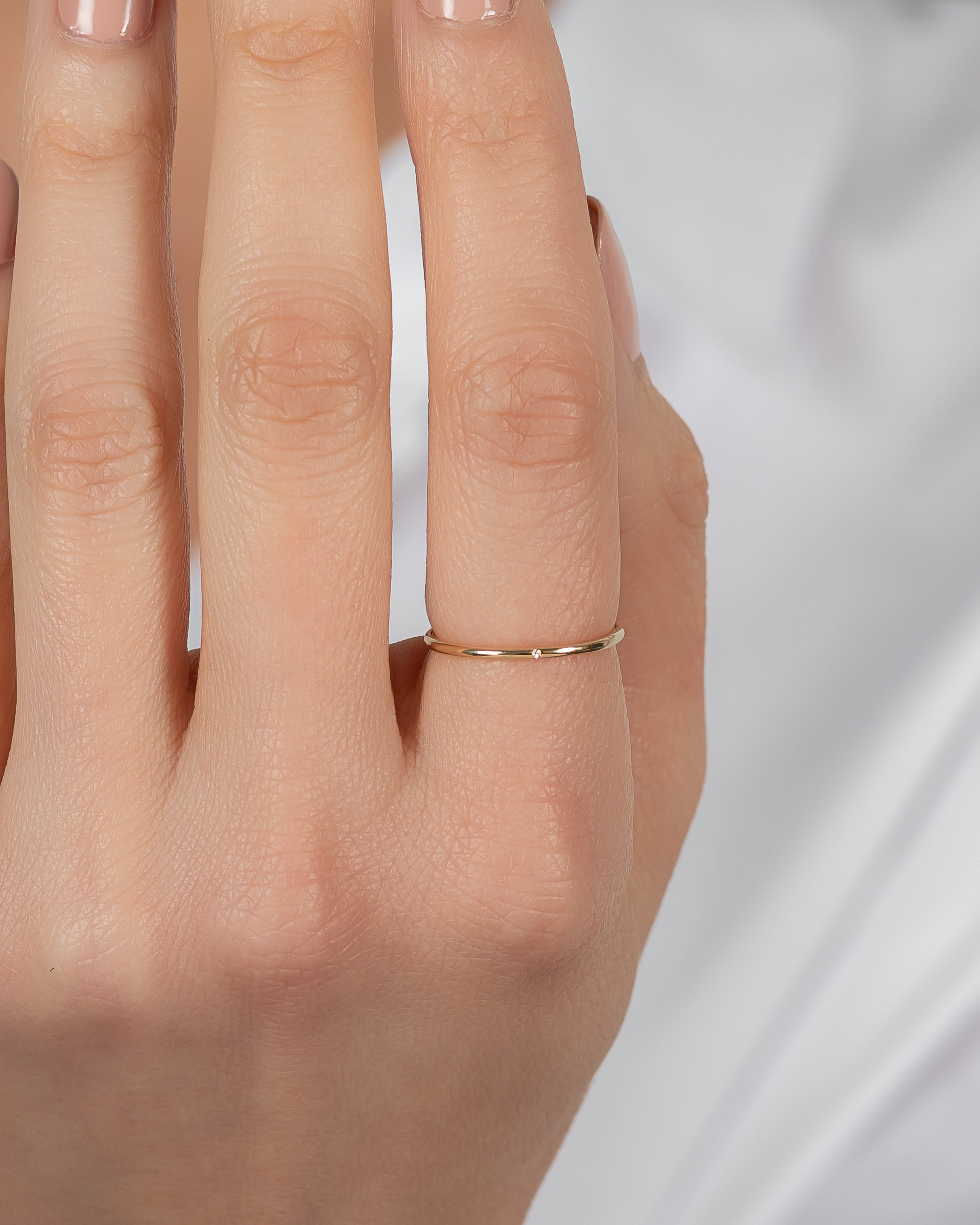 14k Gold Thin Band With Tiny Diamond