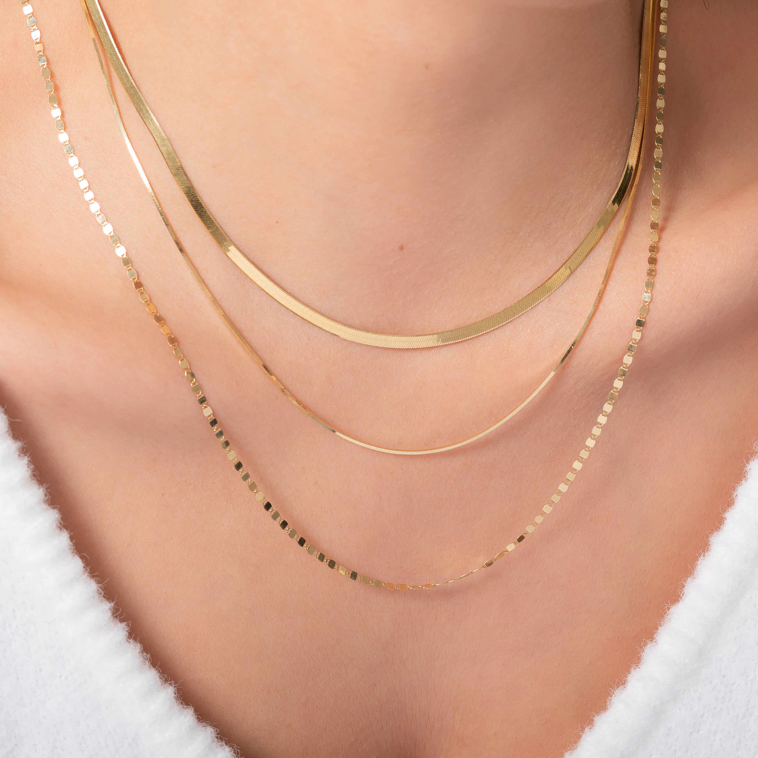 14k Gold Herringbone Necklace