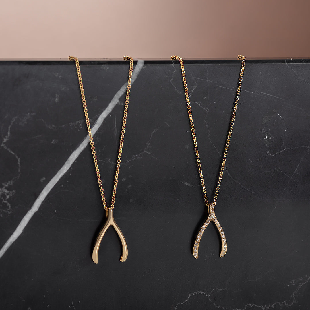 14k Gold Wishbone Necklace