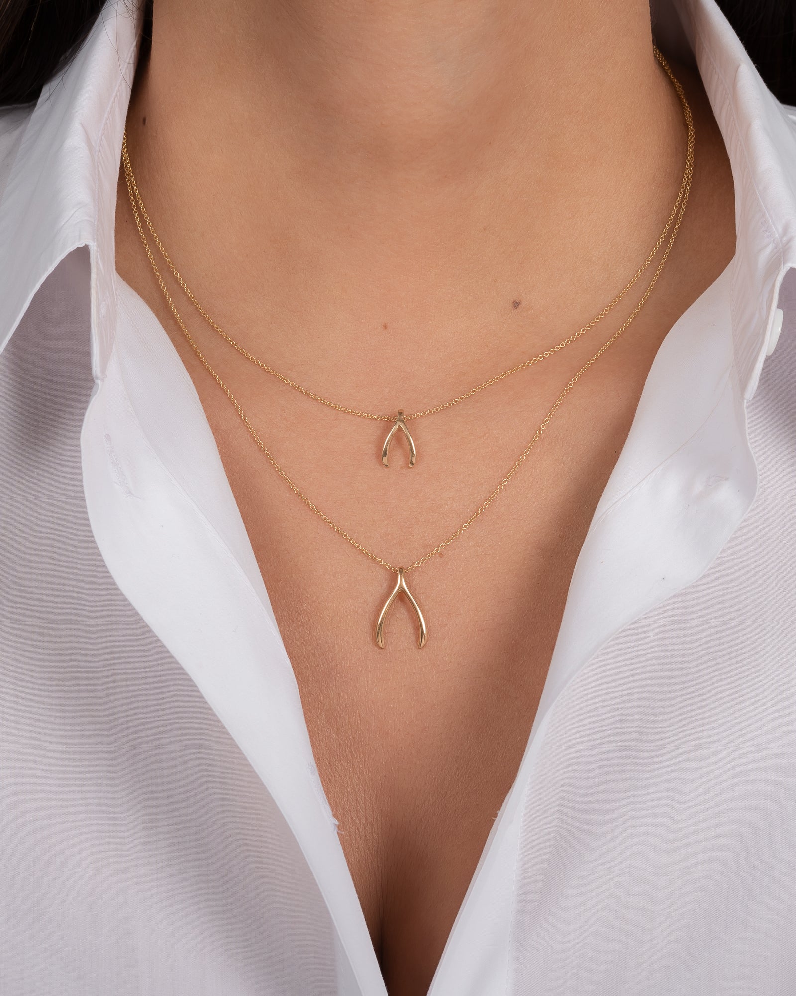 14k Gold Wishbone Necklace