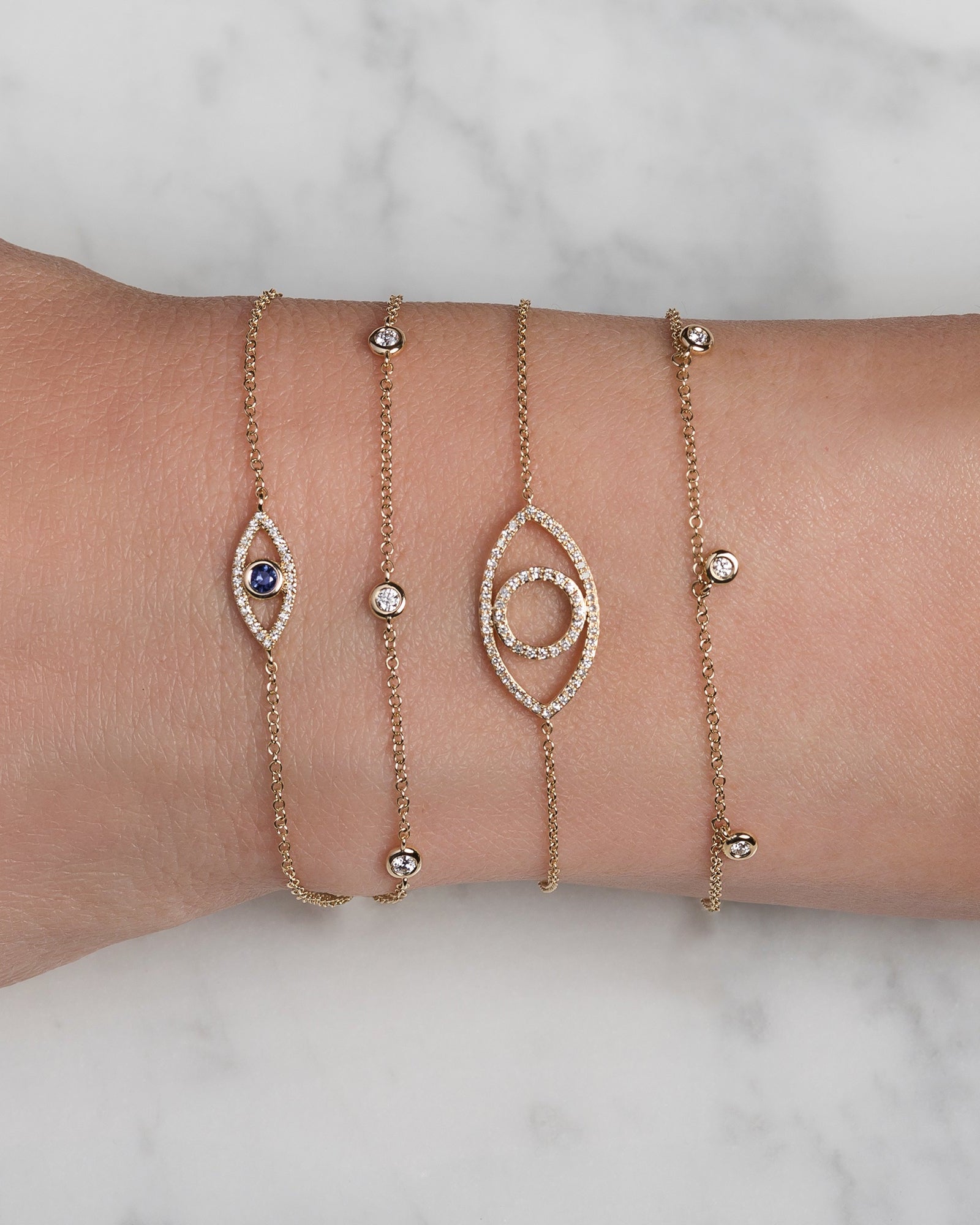 Diamond And Sapphire Evil Eye Bracelet