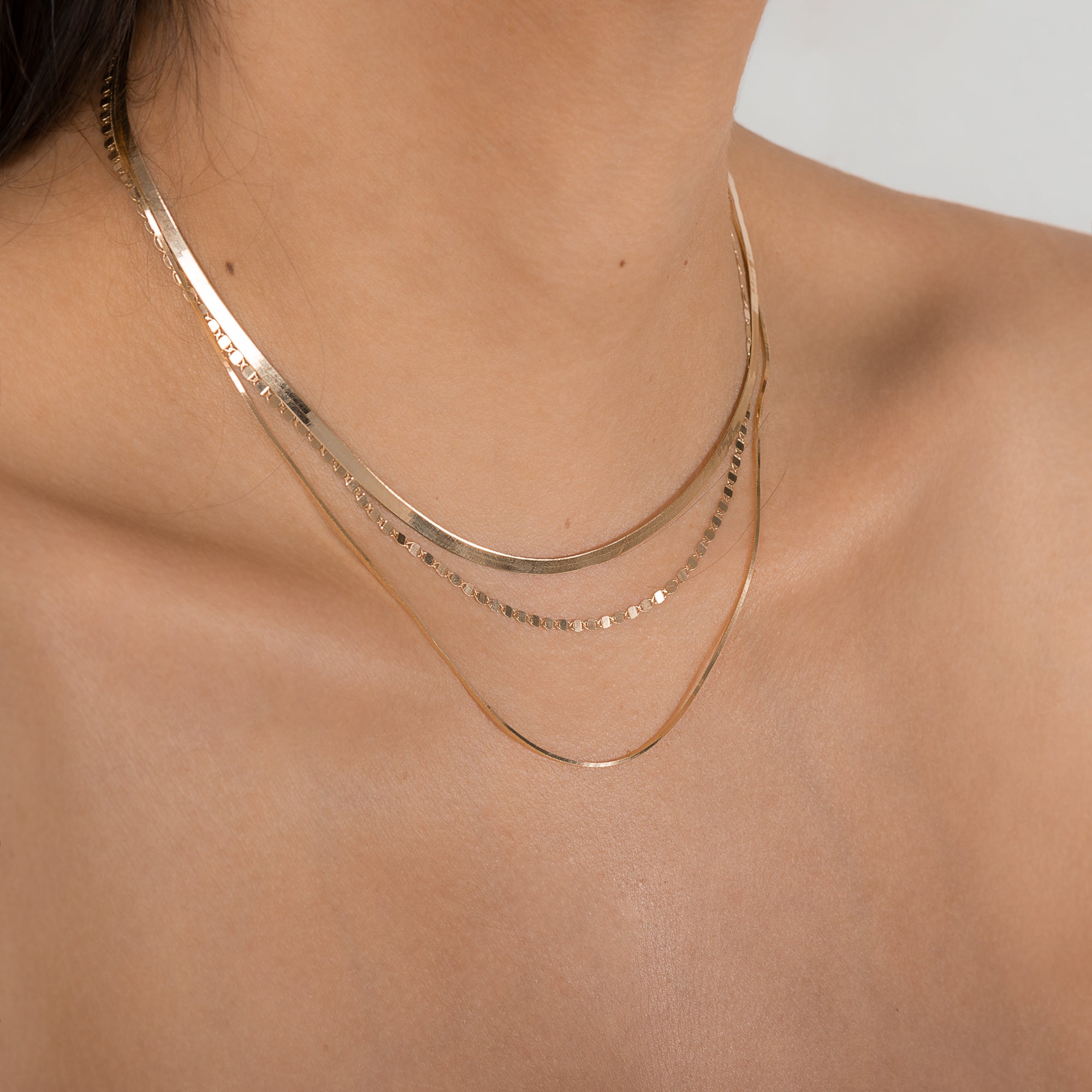 14k Gold Mirror Chain Link Necklace