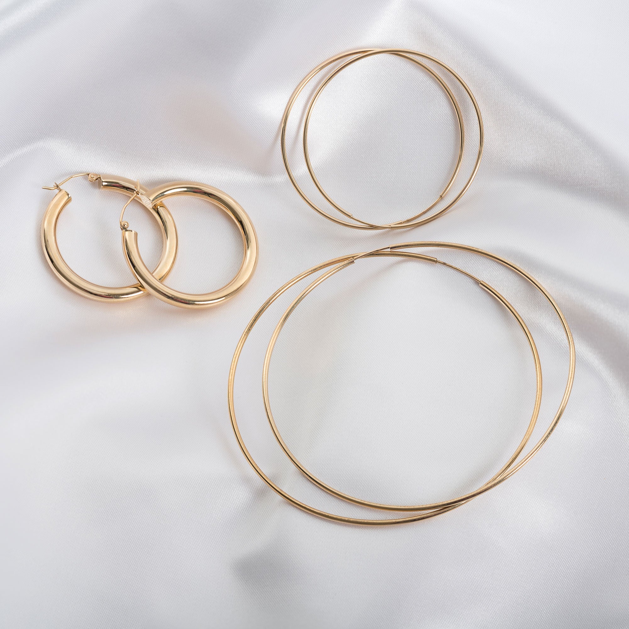 14k Gold Large Thread Hoop Earrings