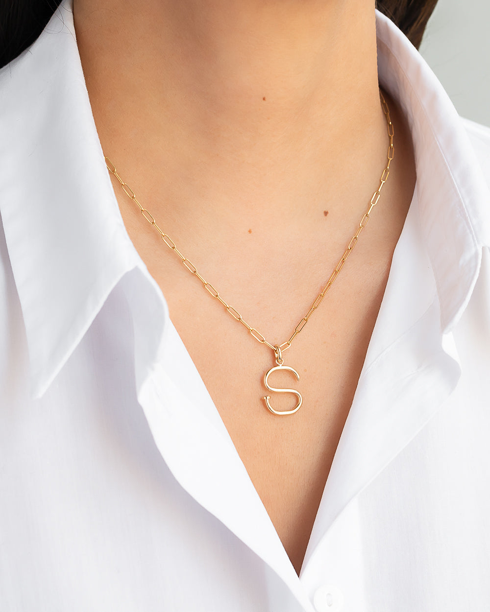 14k Gold Large Initial Nail Pendant