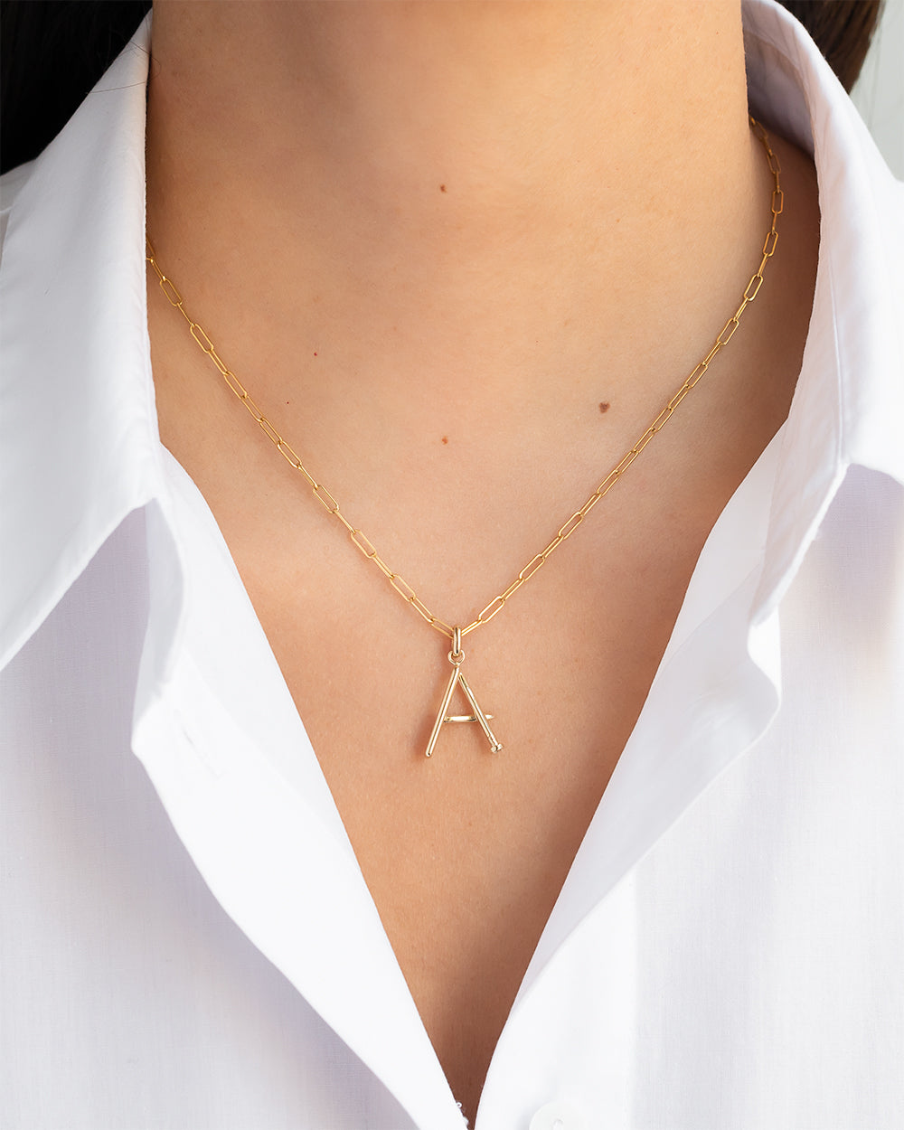 14k Gold Large Initial Nail Pendant