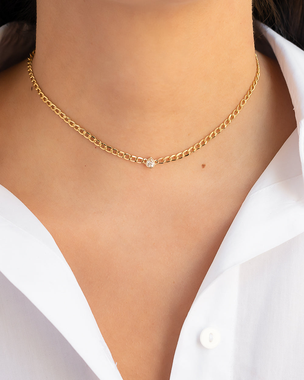 Cuban Link Pear Diamond Choker