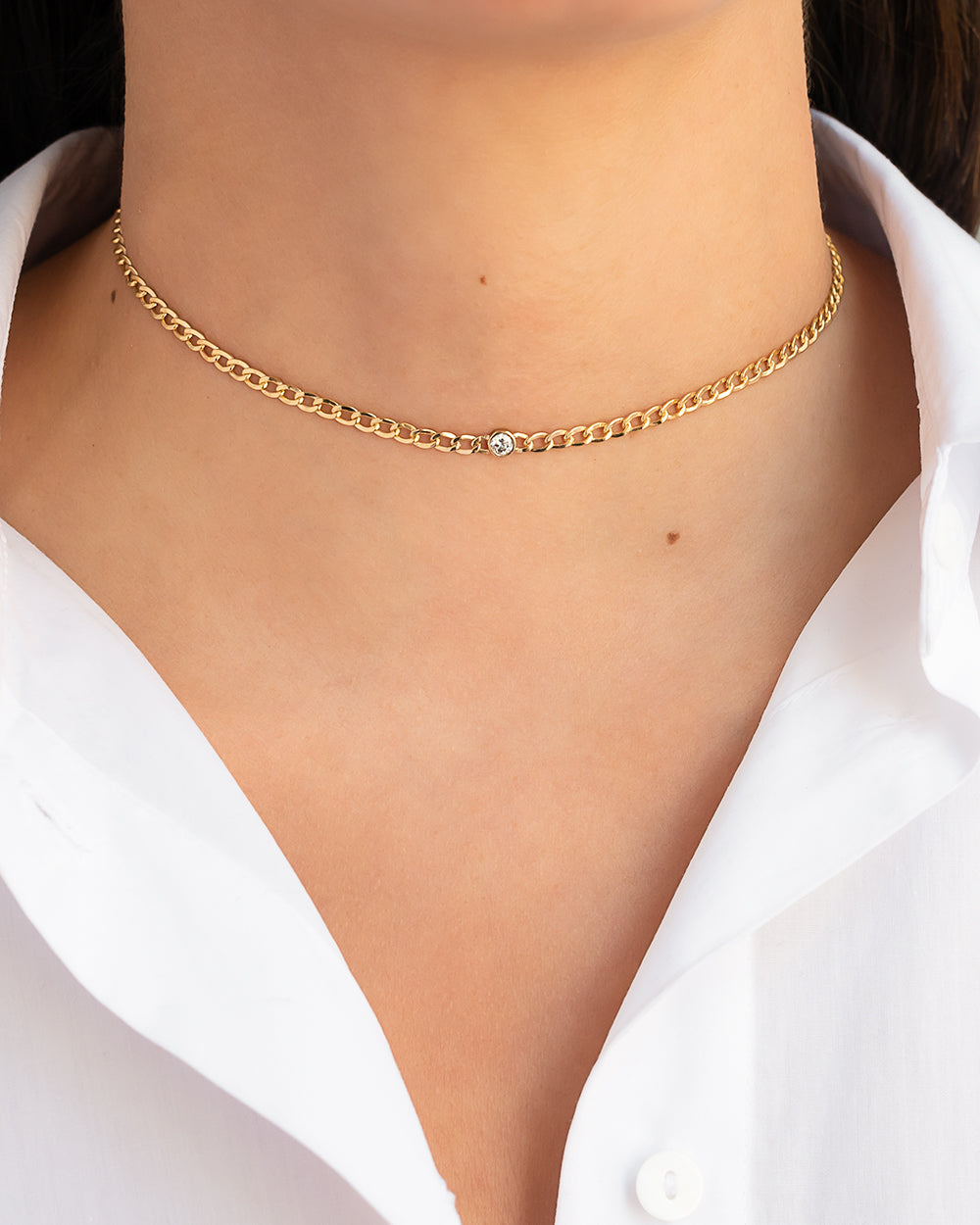 Cuban Link Bezel Diamond Choker