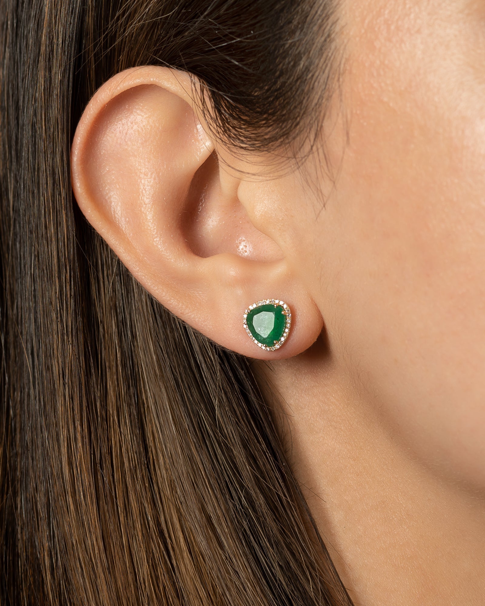 Diamond Emerald Stud Earrings