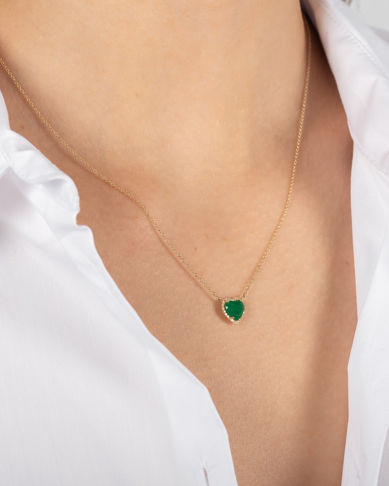 Diamond Emerald Heart Necklace