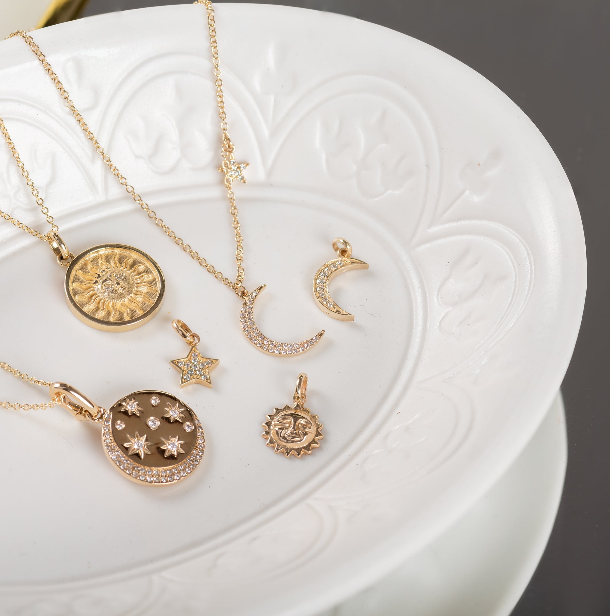 14k Gold Diamond Sun Medallion Necklace