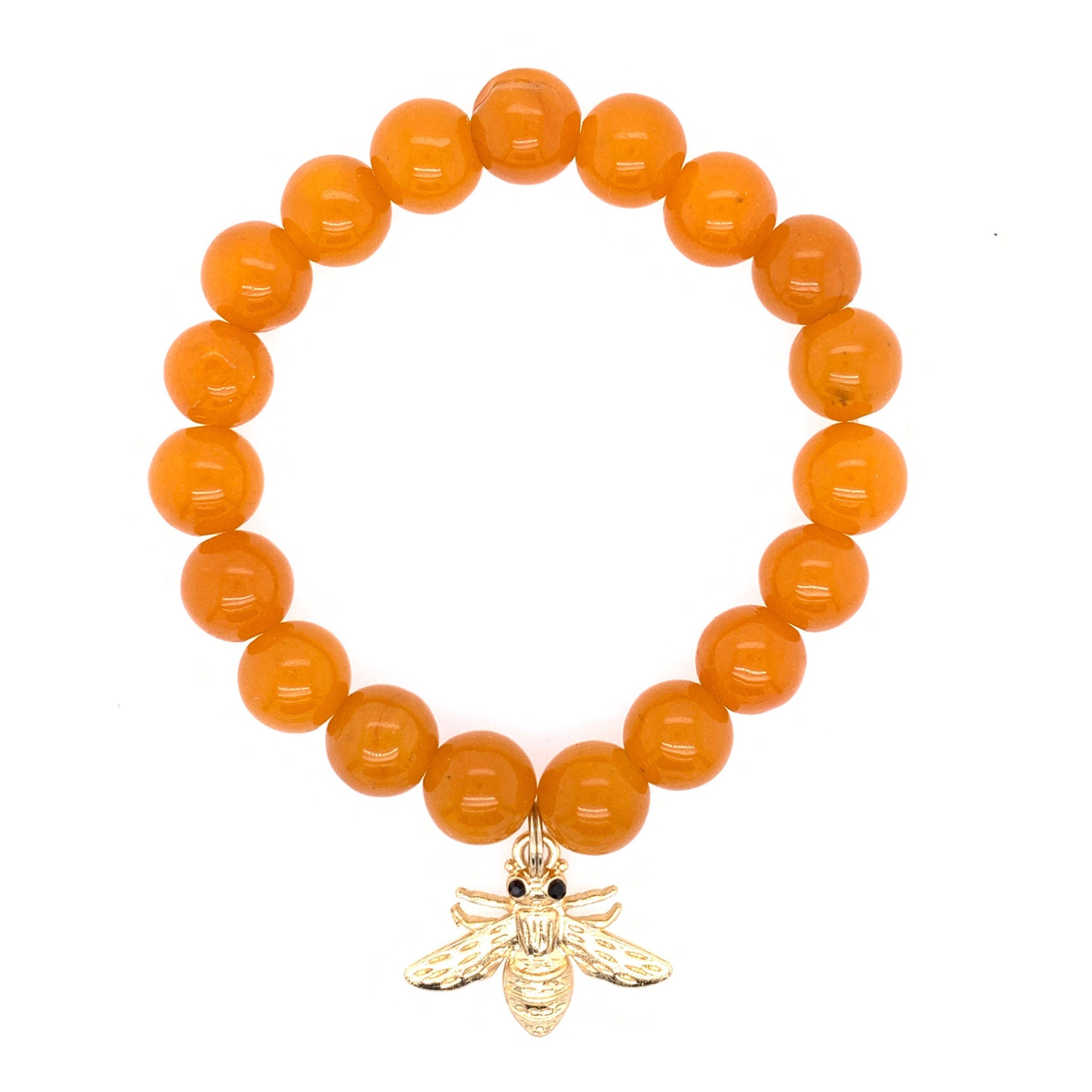 Yellow Jade Bracelet With Bee Charm