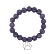 Blue Sand Crystal Bead Bracelet With Paw Charm