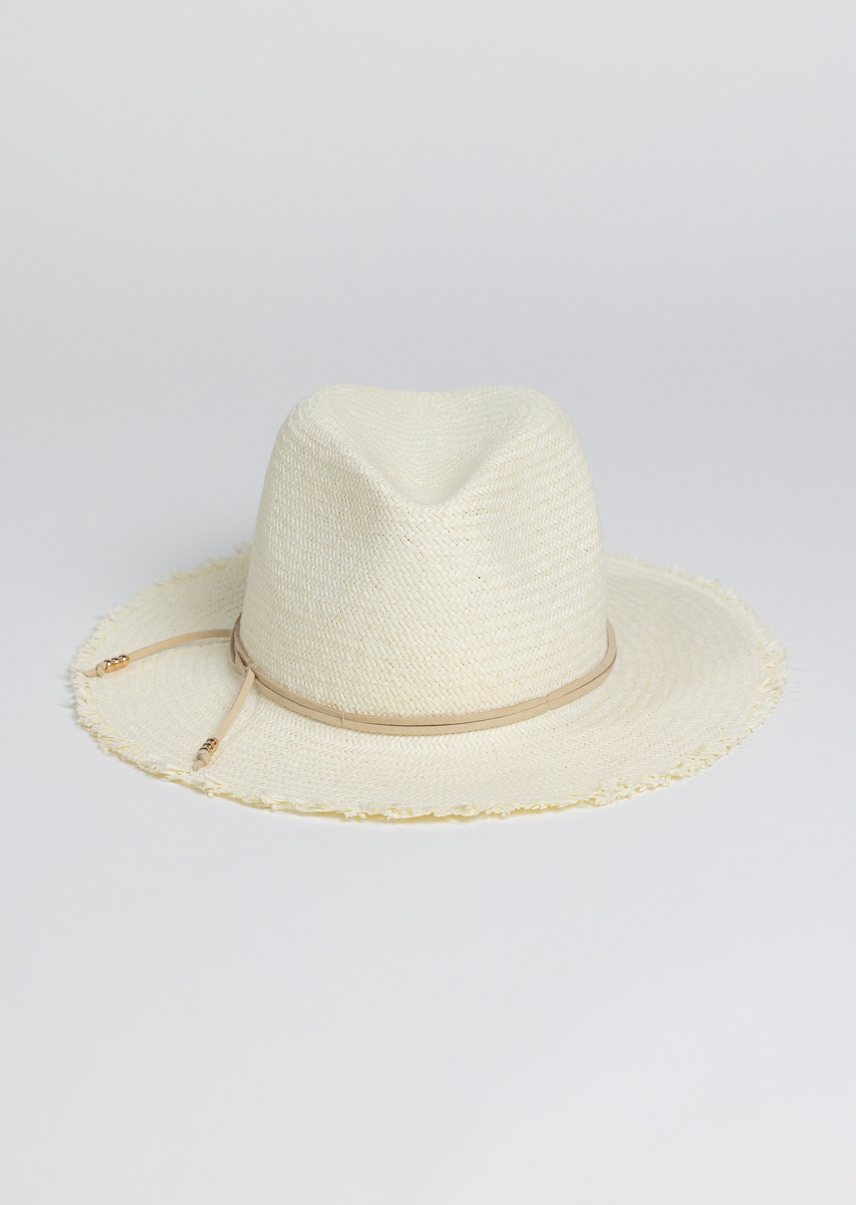 Classic Packable Travel Hat With Fringe- Bleach