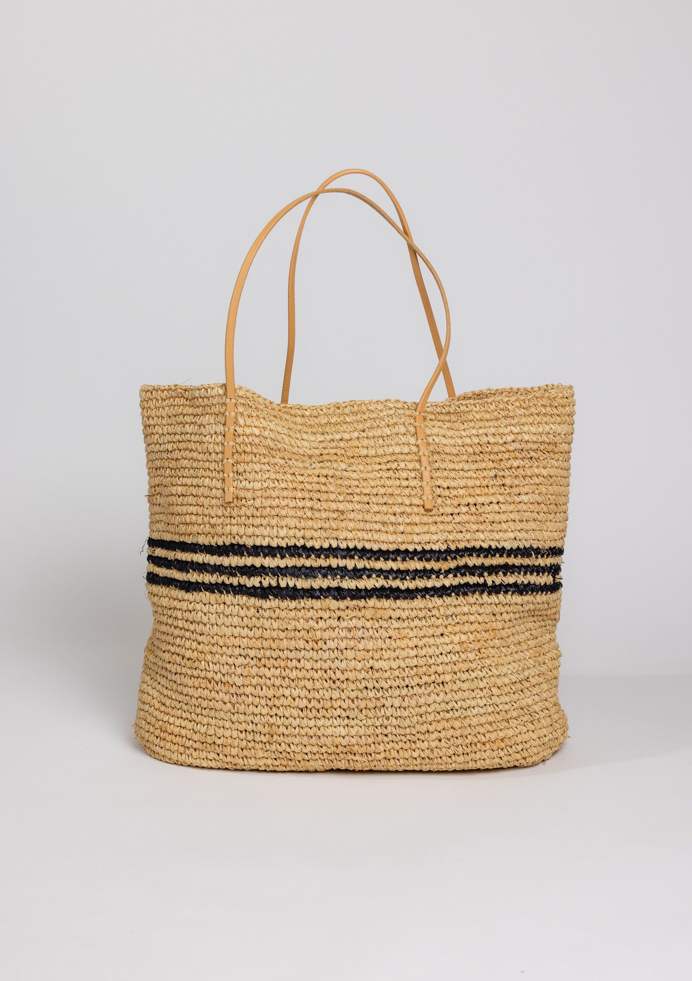 Luxe Stripe Tote- Black