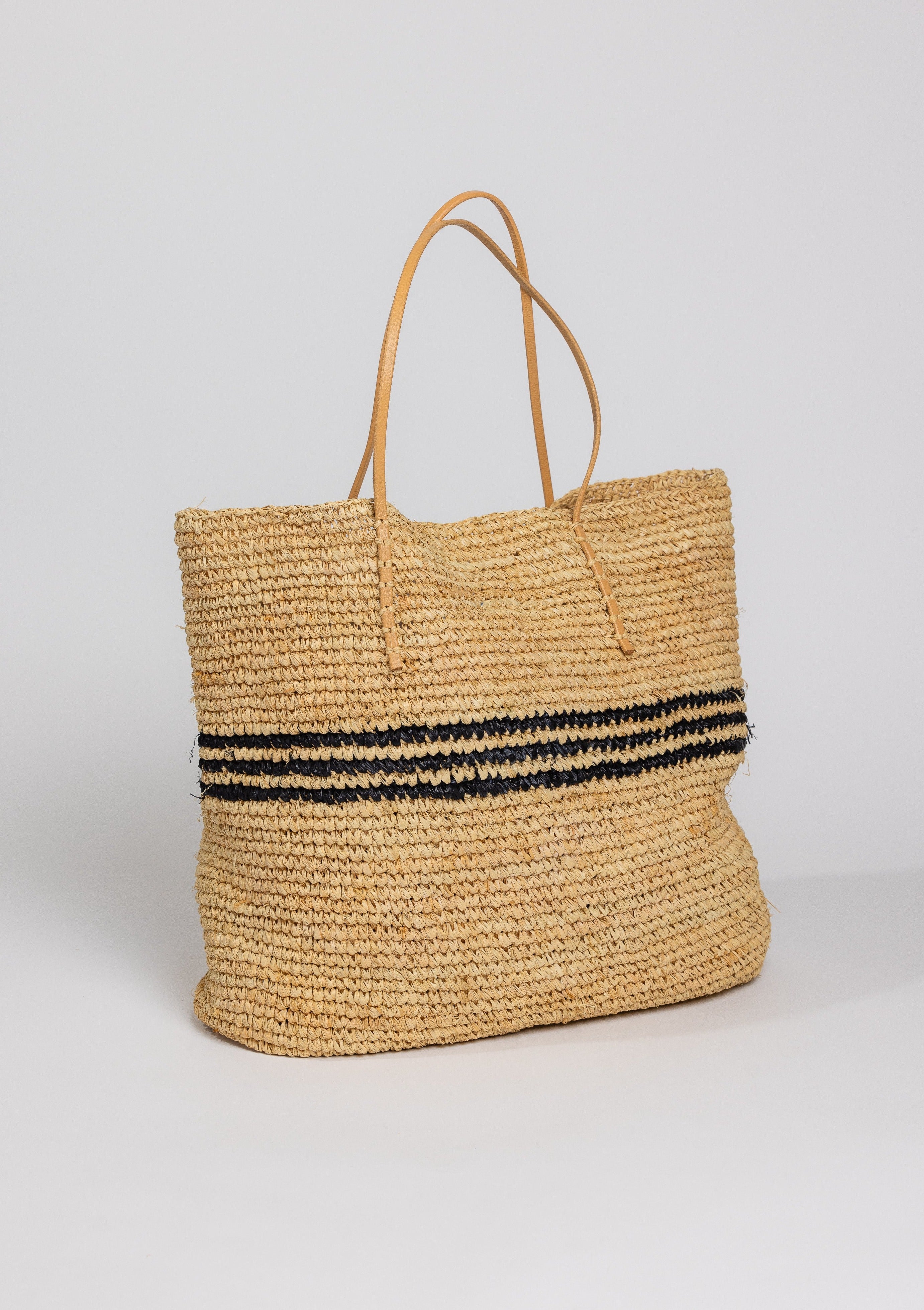 Luxe Stripe Tote- Black