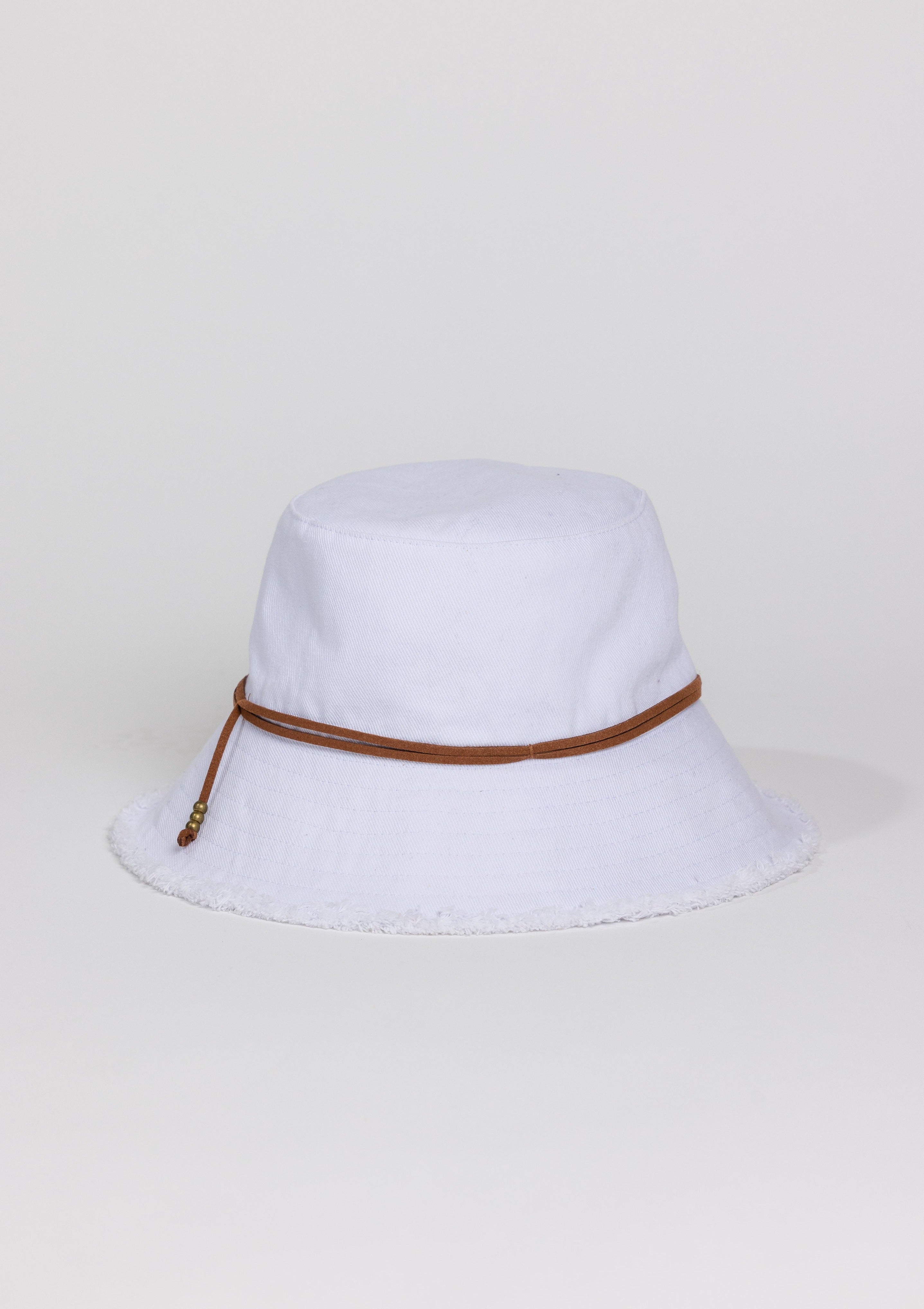 Fringed Bucket Hat- White