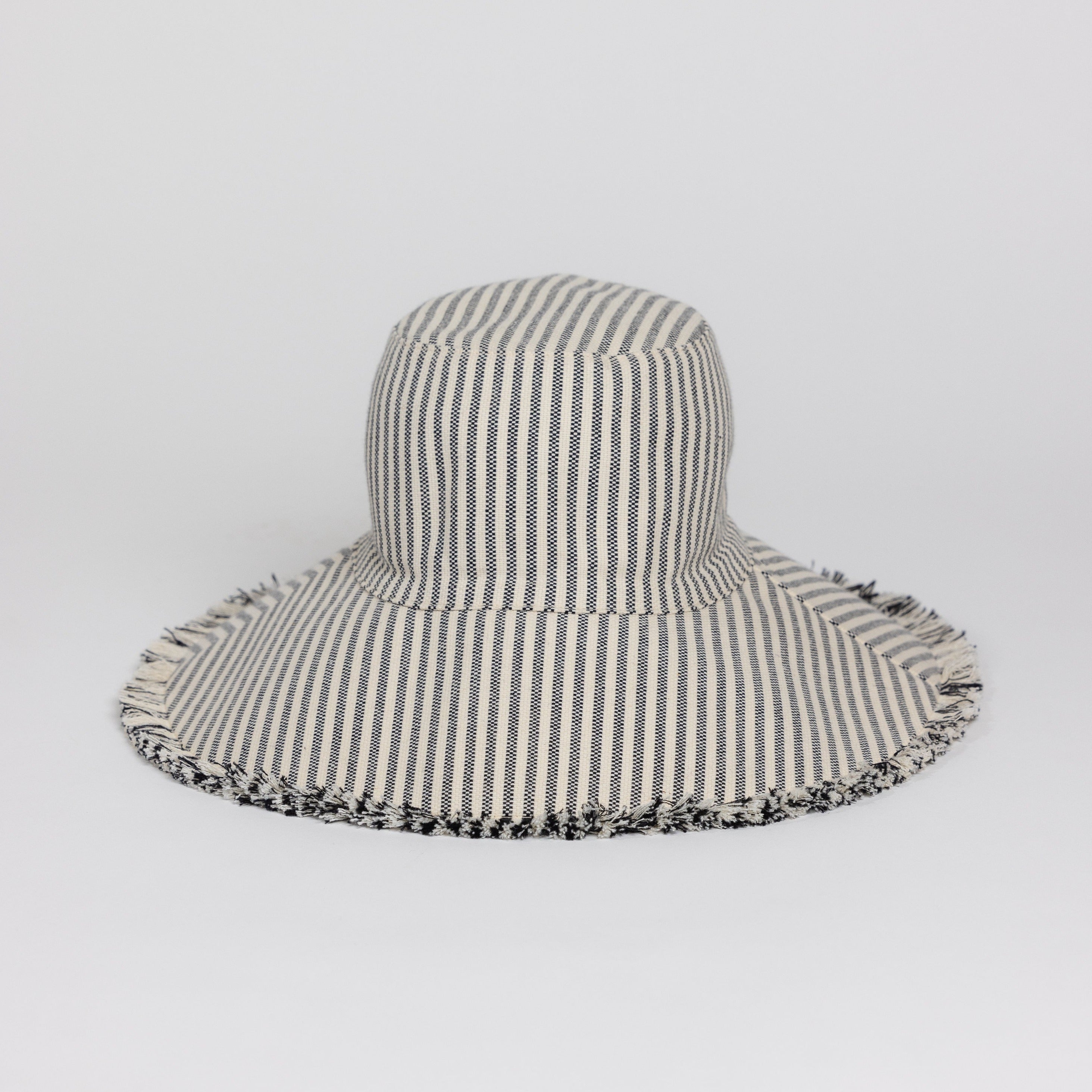 Canvas Packable Hat- Black Stripe