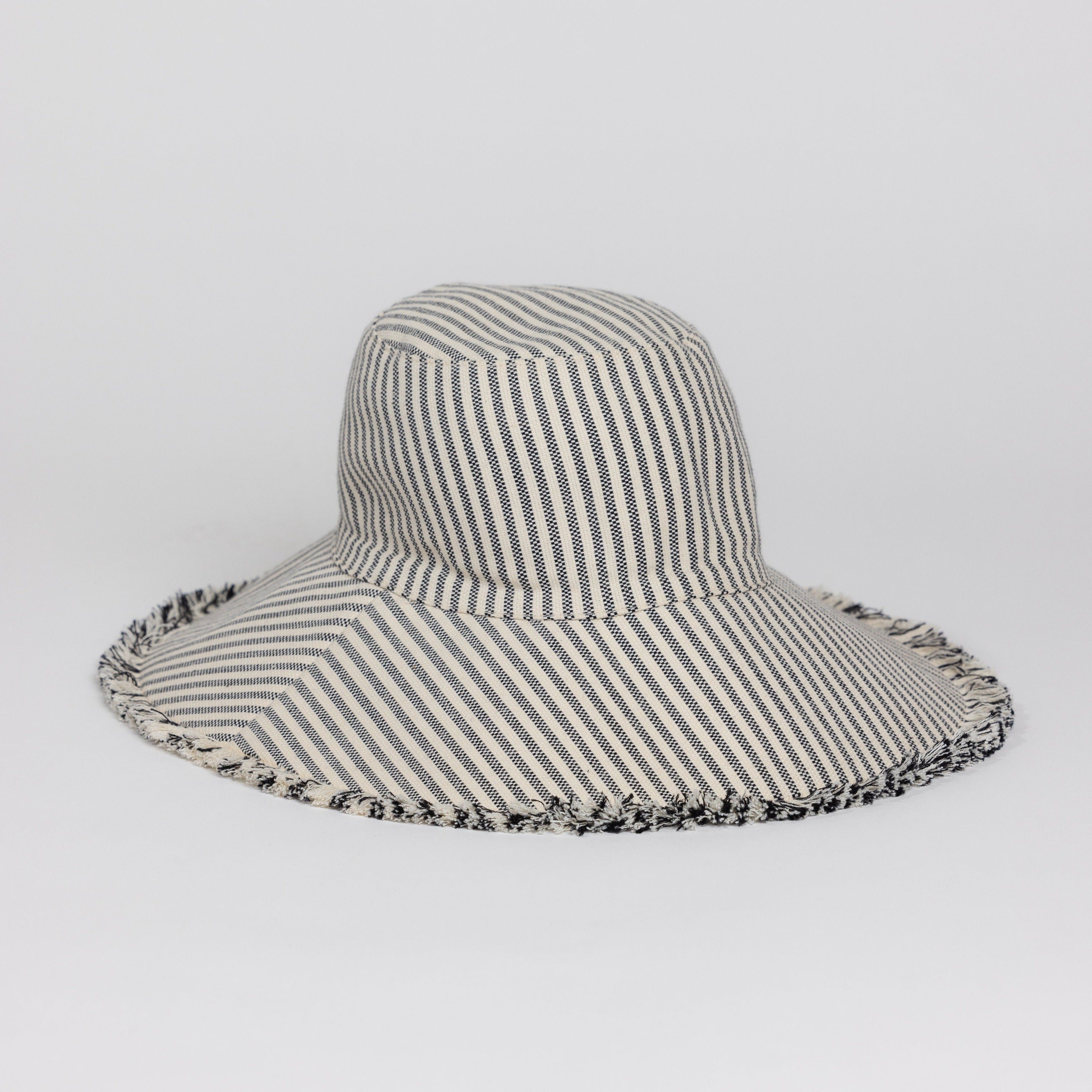 Canvas Packable Hat- Black Stripe