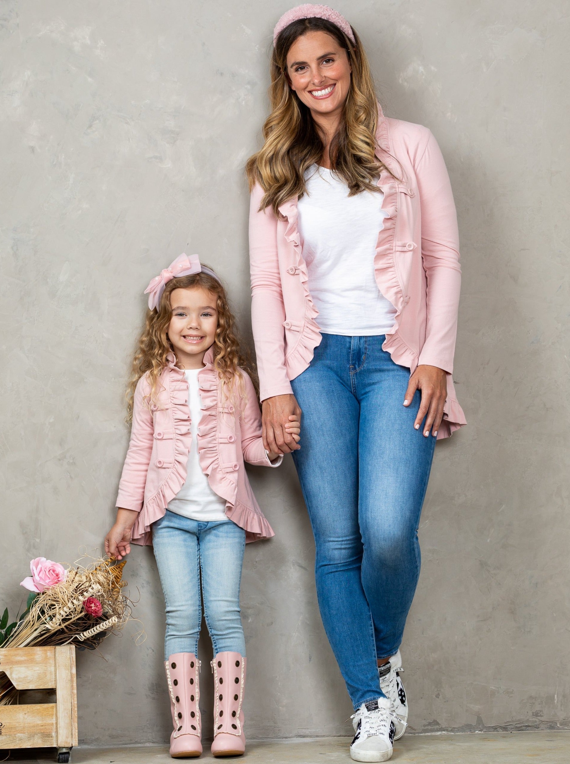 Mommy And Me Bestie Blazer Ruffle Cardigan