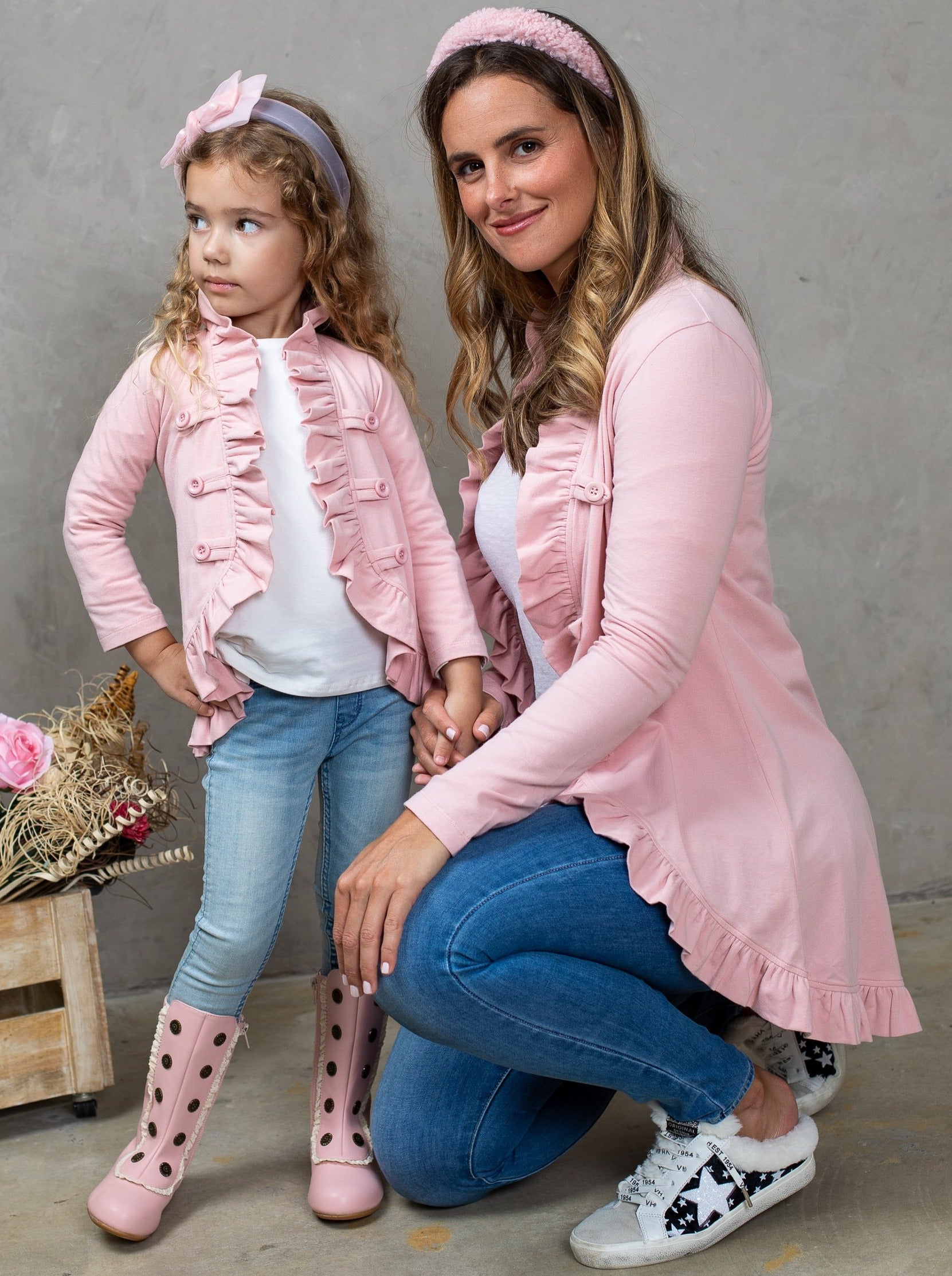 Mommy And Me Bestie Blazer Ruffle Cardigan