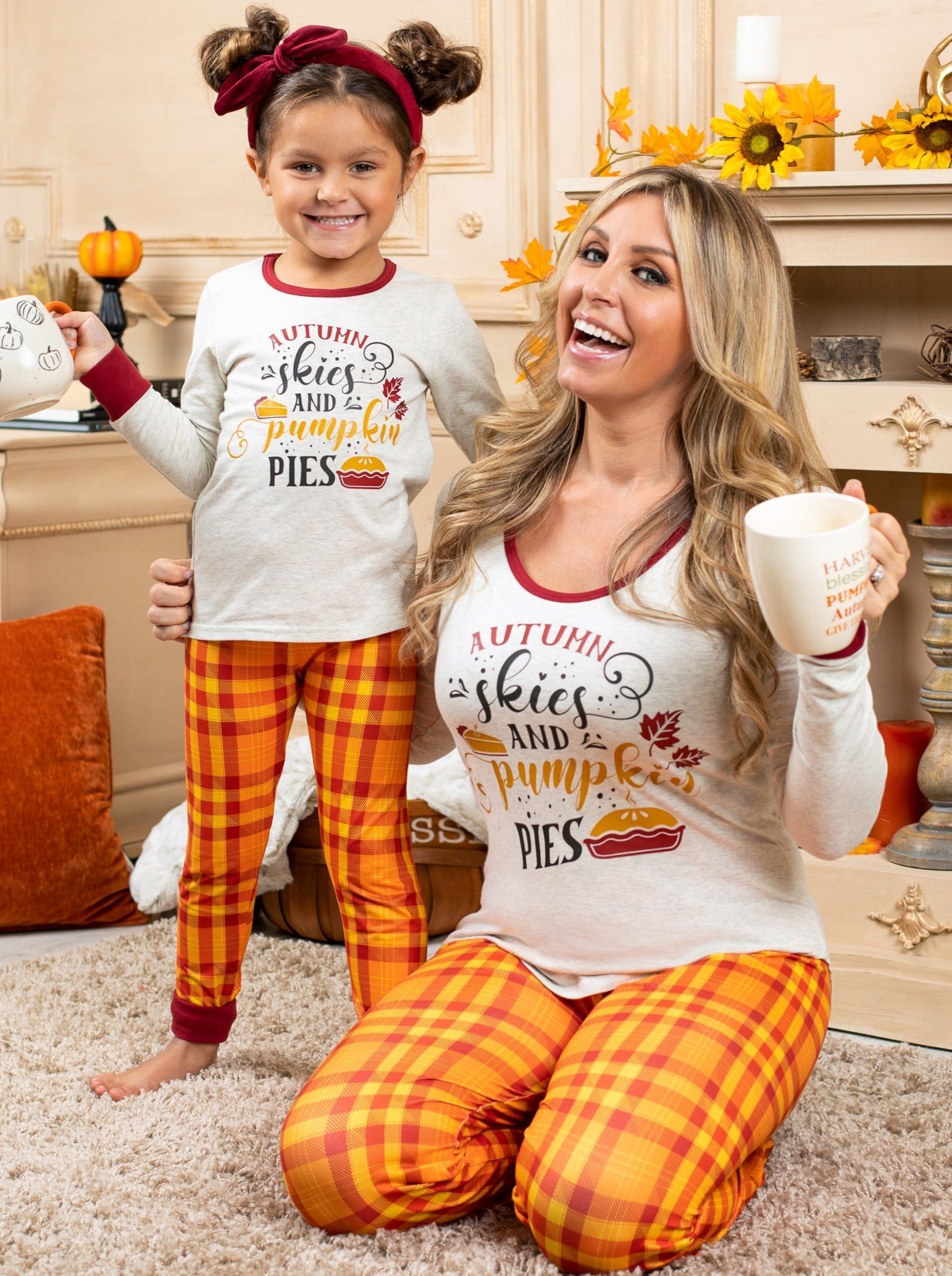 Mommy And Me Autumn Skies And Pumpkin Pies Pajama Set