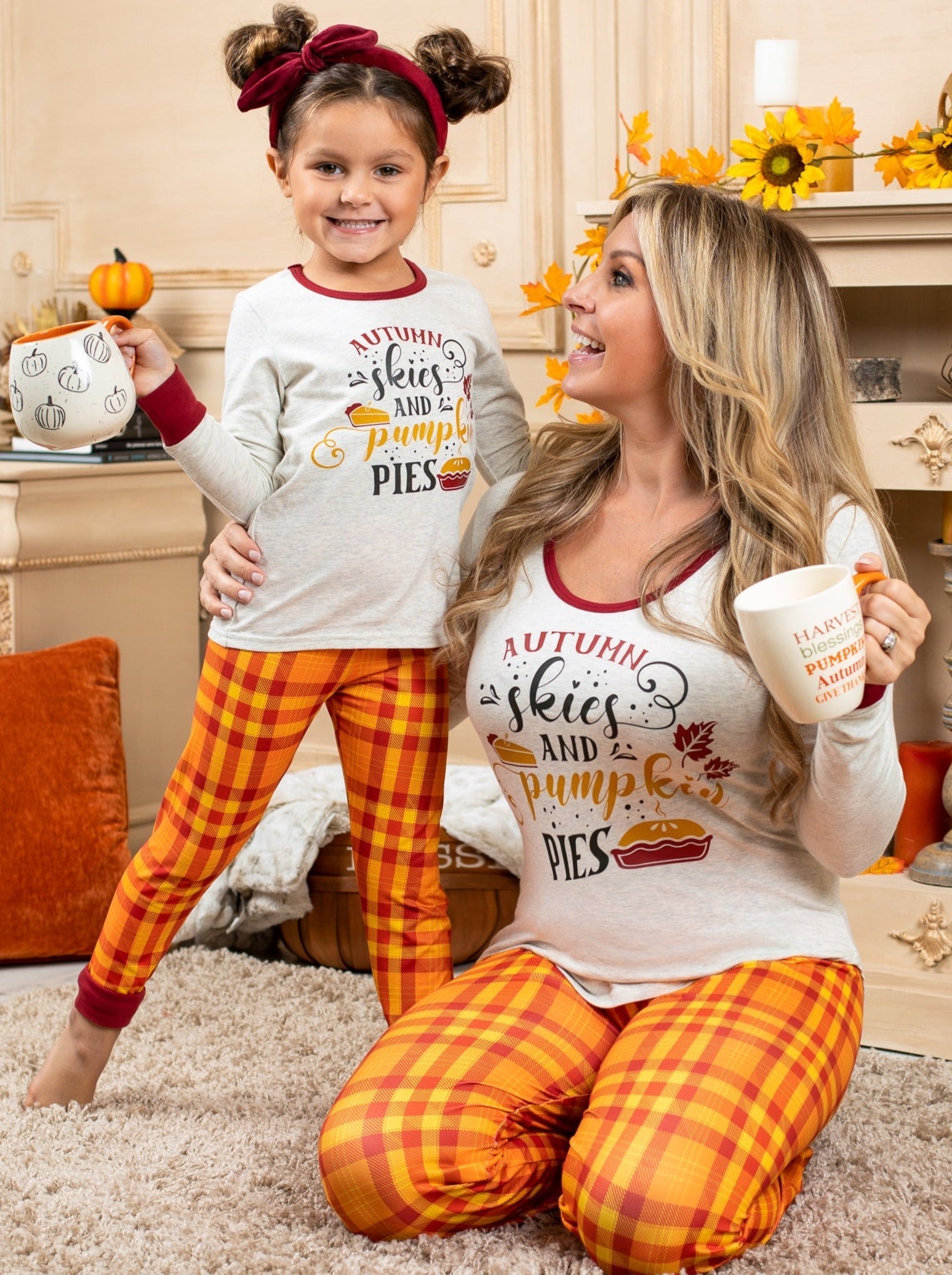 Mommy And Me Autumn Skies And Pumpkin Pies Pajama Set