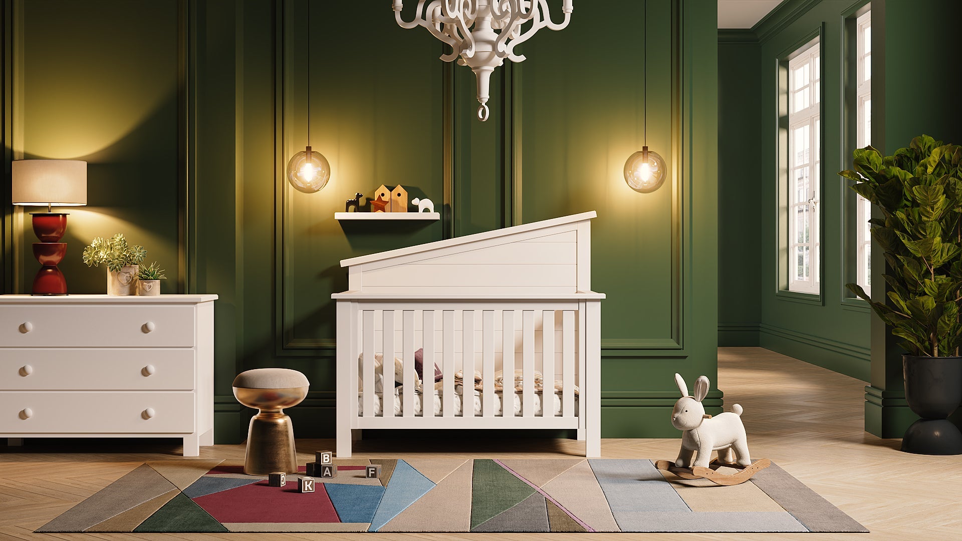 "just White"  Balanced Baby 4-in-1 Convertible Crib