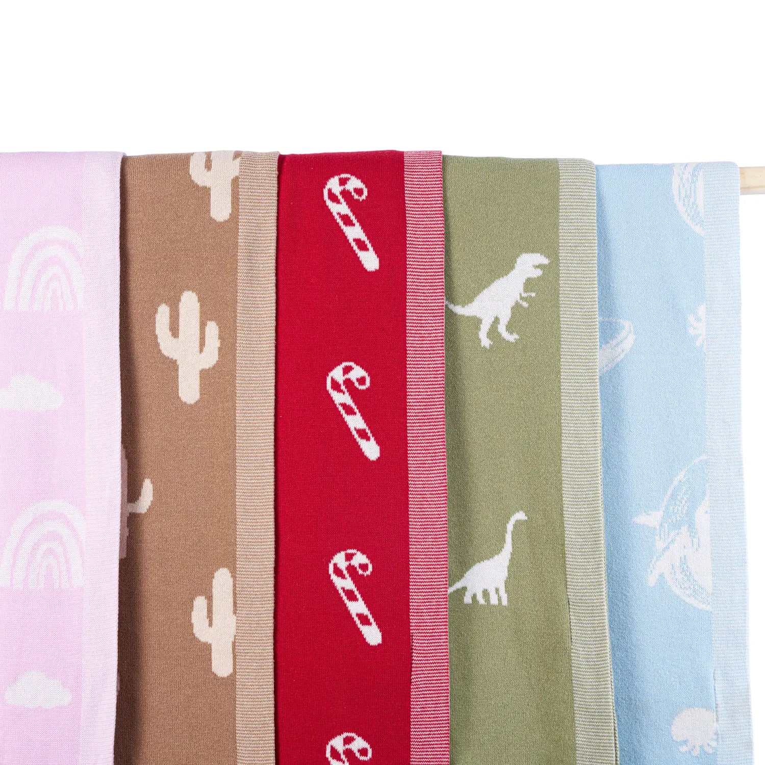 Christmas Candy Cane Jacquard Knit Baby Blanket