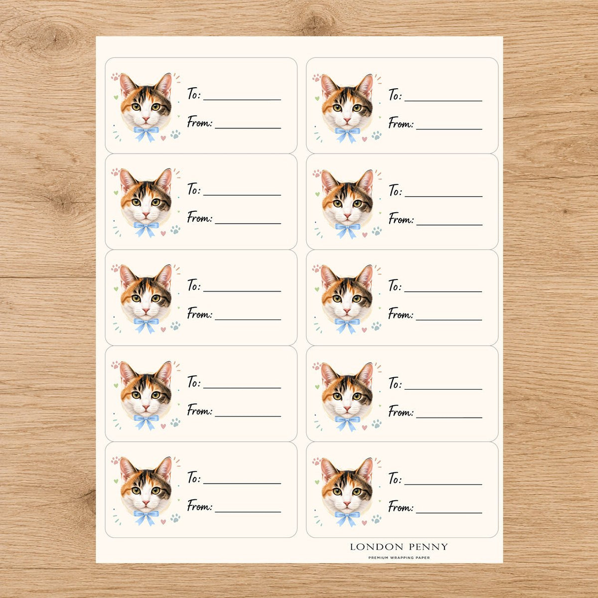 Japanese Bobtail Purrfectly Yours Gift Tag Sticker Sheet