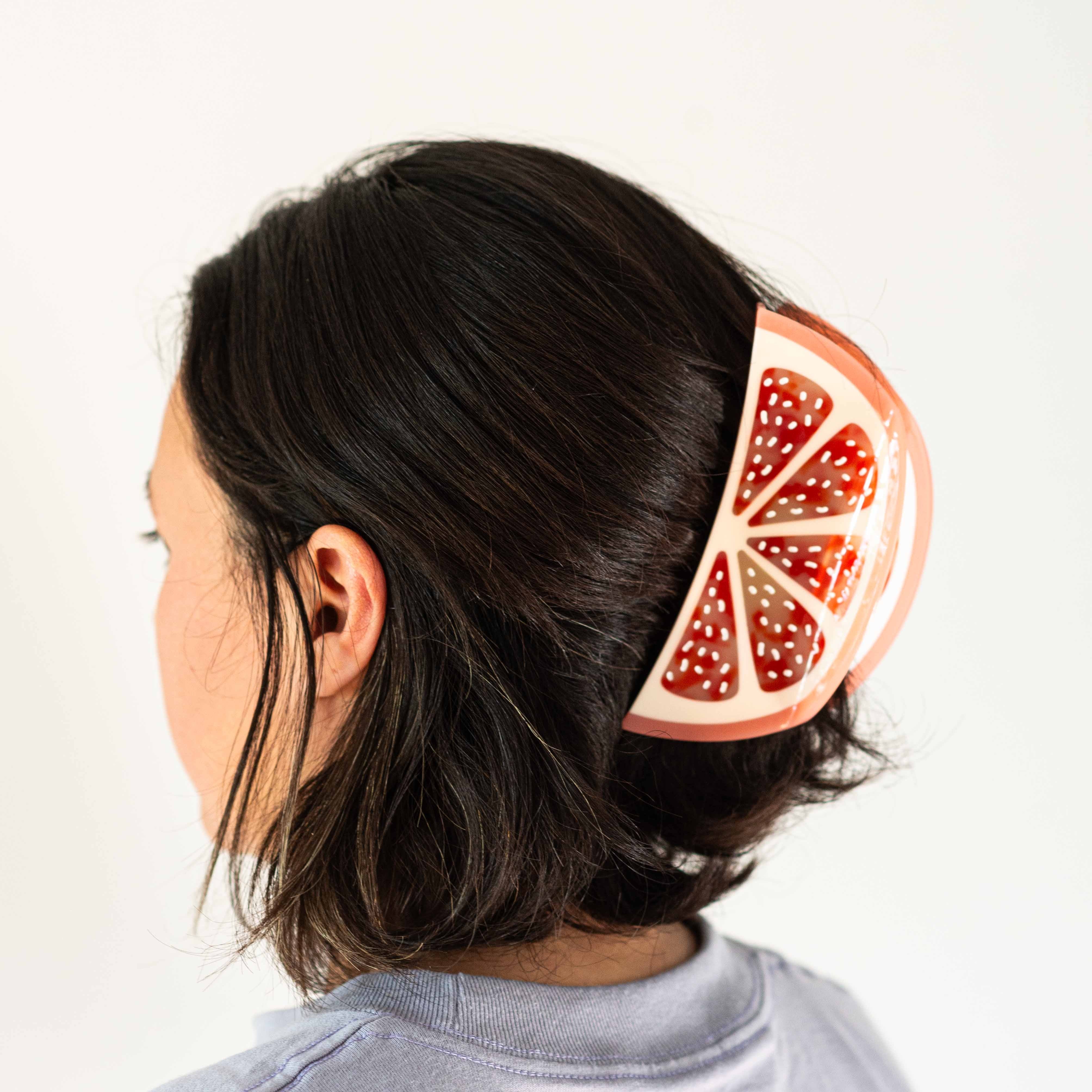 Xl Grapefruit Slice Hair Claw Clip