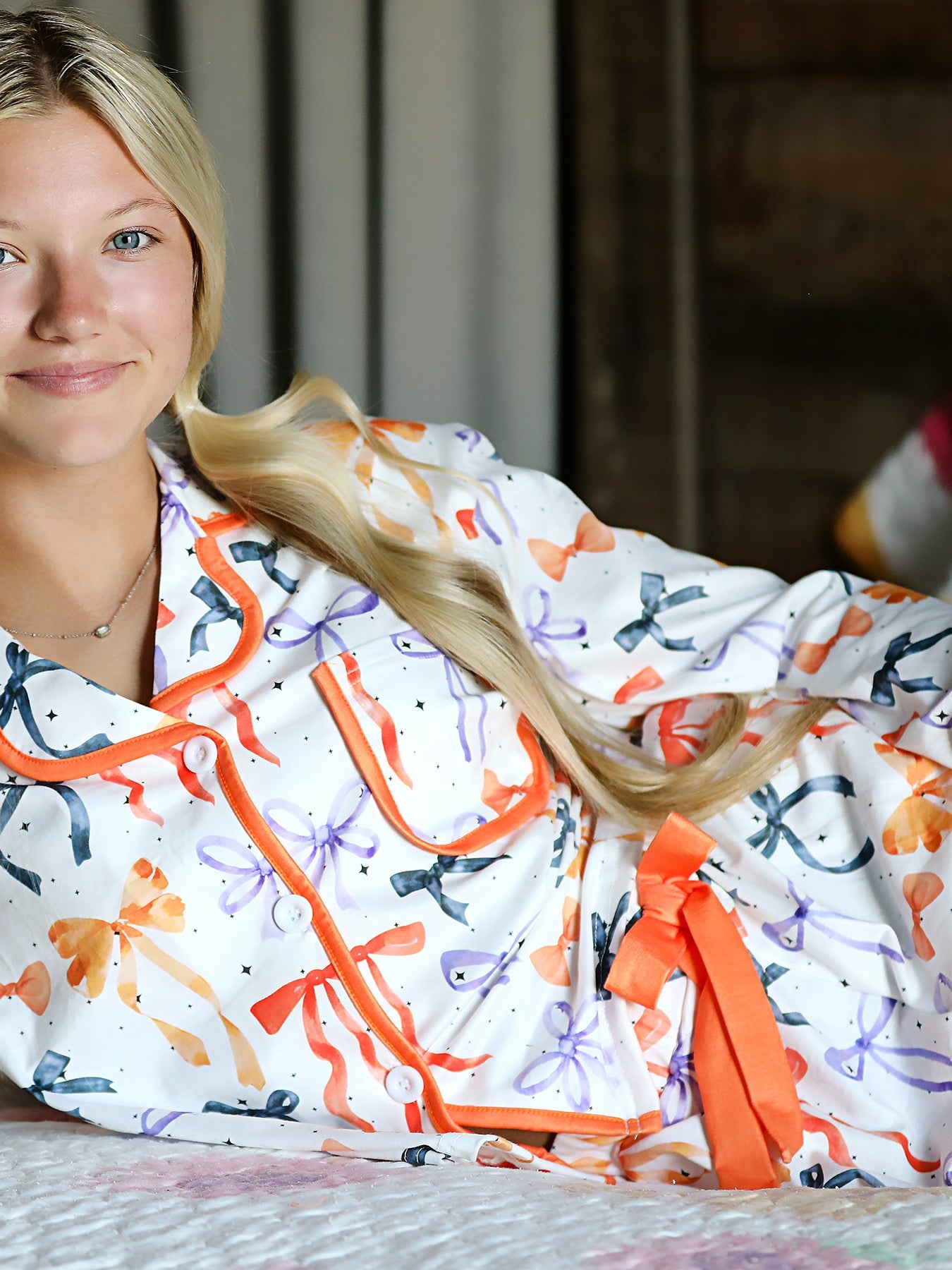 Halloween Mommy And Me Bow Print Pajama Set