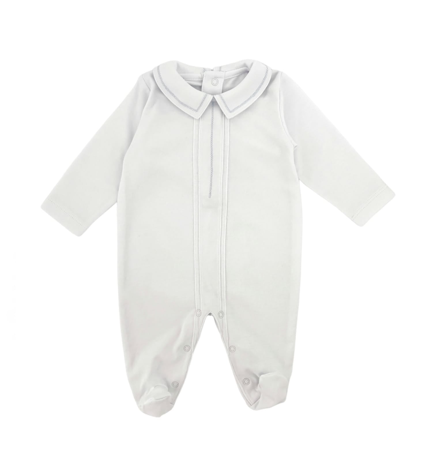 Joseph Pima Playsuit, White & Light Blue