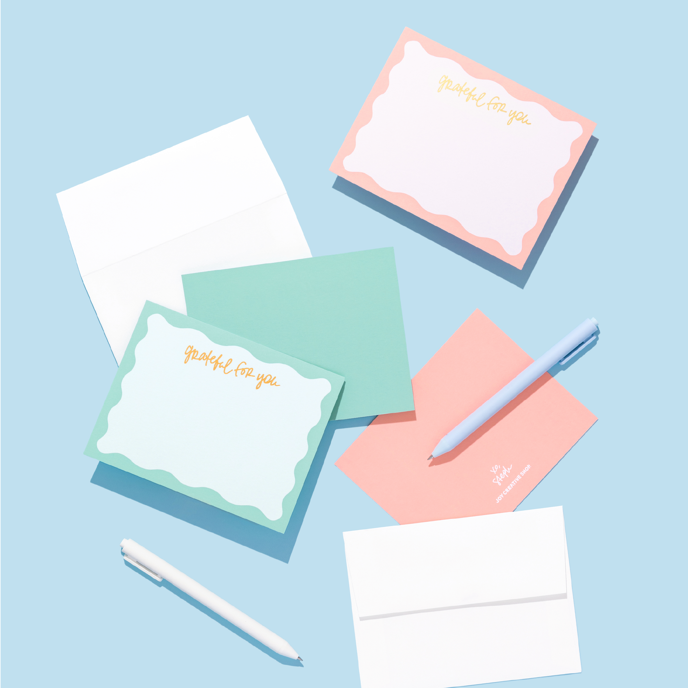 "grateful For You" Gold Foil Notecards