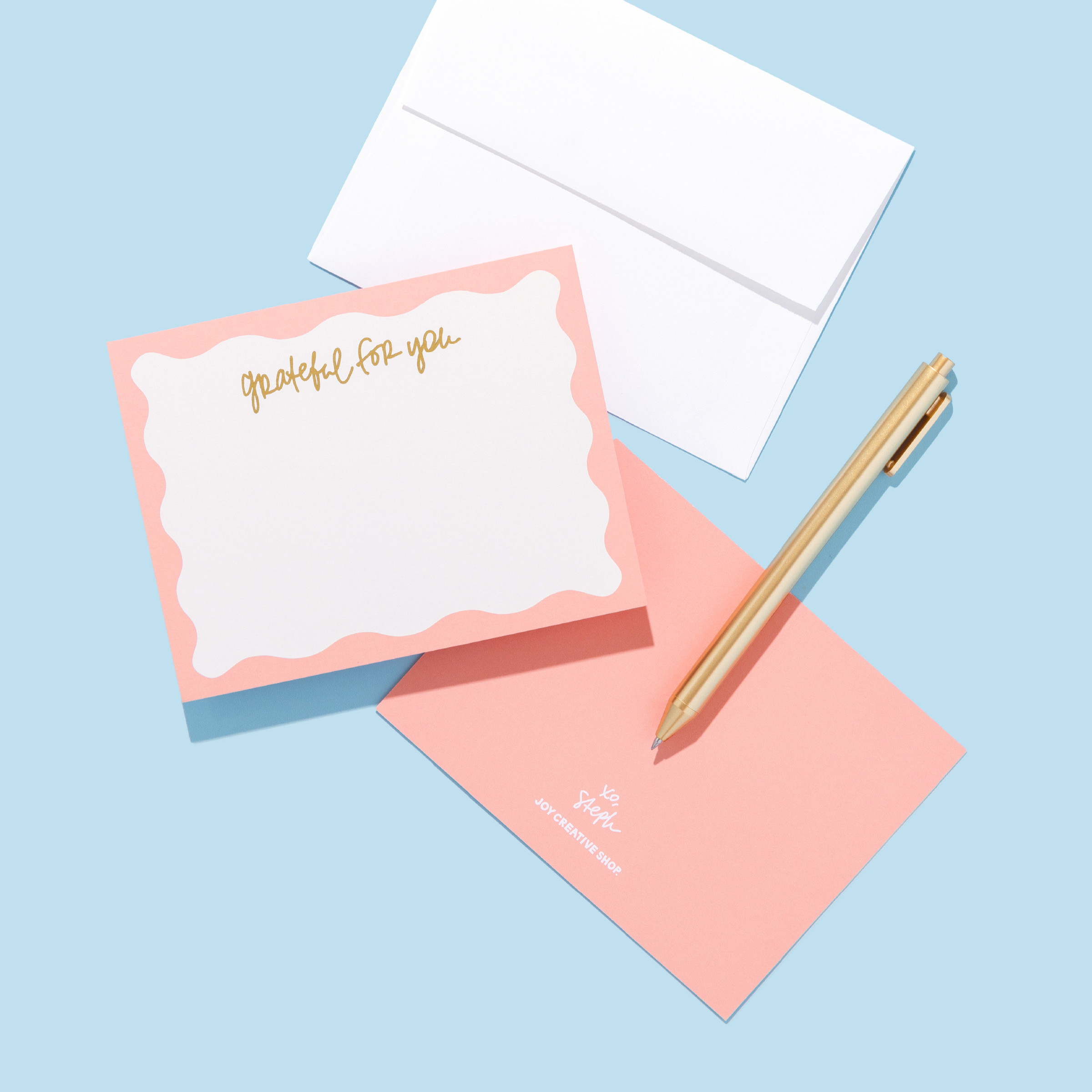 "grateful For You" Gold Foil Notecards