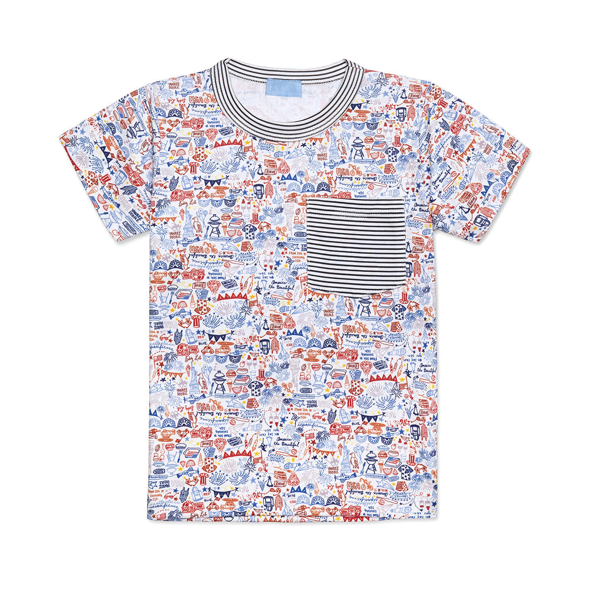 Usa Kid's Pocket Tee - USA - Fireworks Multi